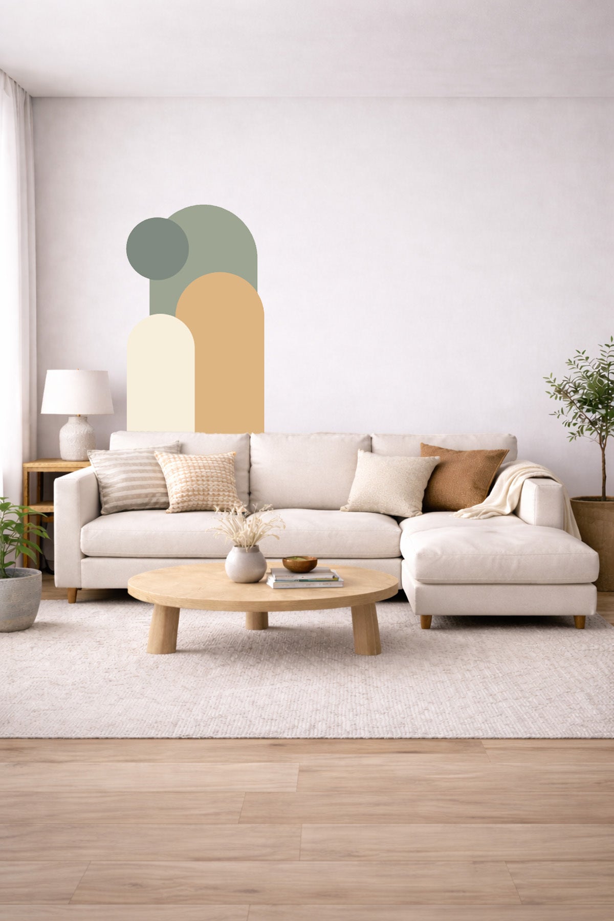 Bohem 3 'lü Oval ve Daire Figürlü Duvar Sticker Seti - Renk-4