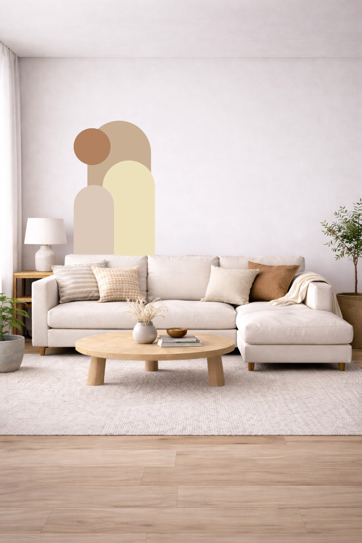 Bohem 3 'lü Oval ve Daire Figürlü Duvar Sticker Seti - Renk-5
