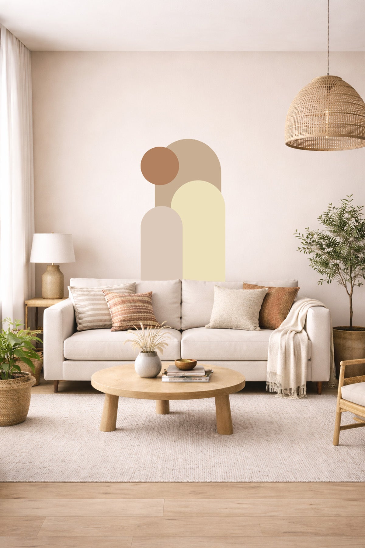 Bohem 3 'lü Oval ve Daire Figürlü Duvar Sticker Seti - Renk-5