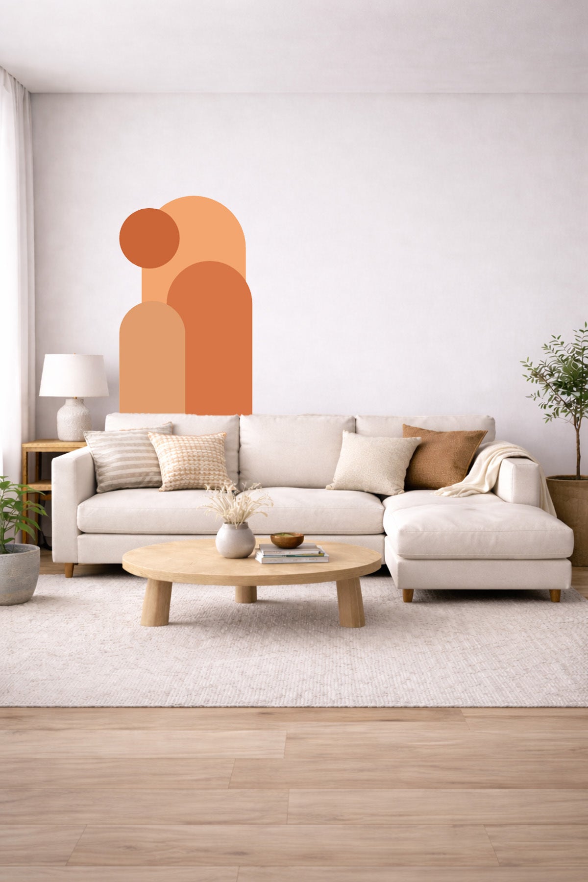 Bohem 3 'lü Oval ve Daire Figürlü Duvar Sticker Seti - Renk-6