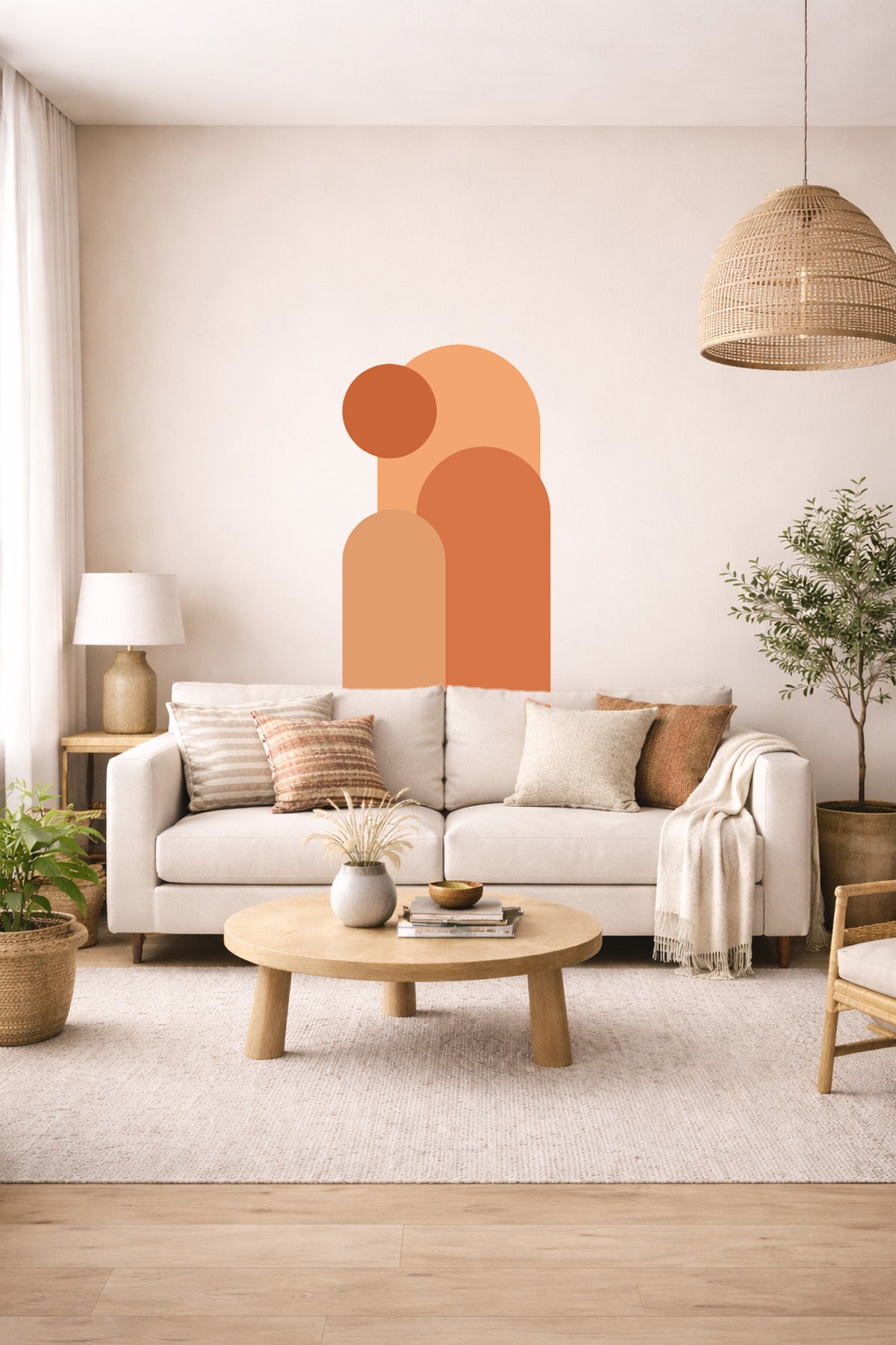 Bohem 3 'lü Oval ve Daire Figürlü Duvar Sticker Seti - Renk-6