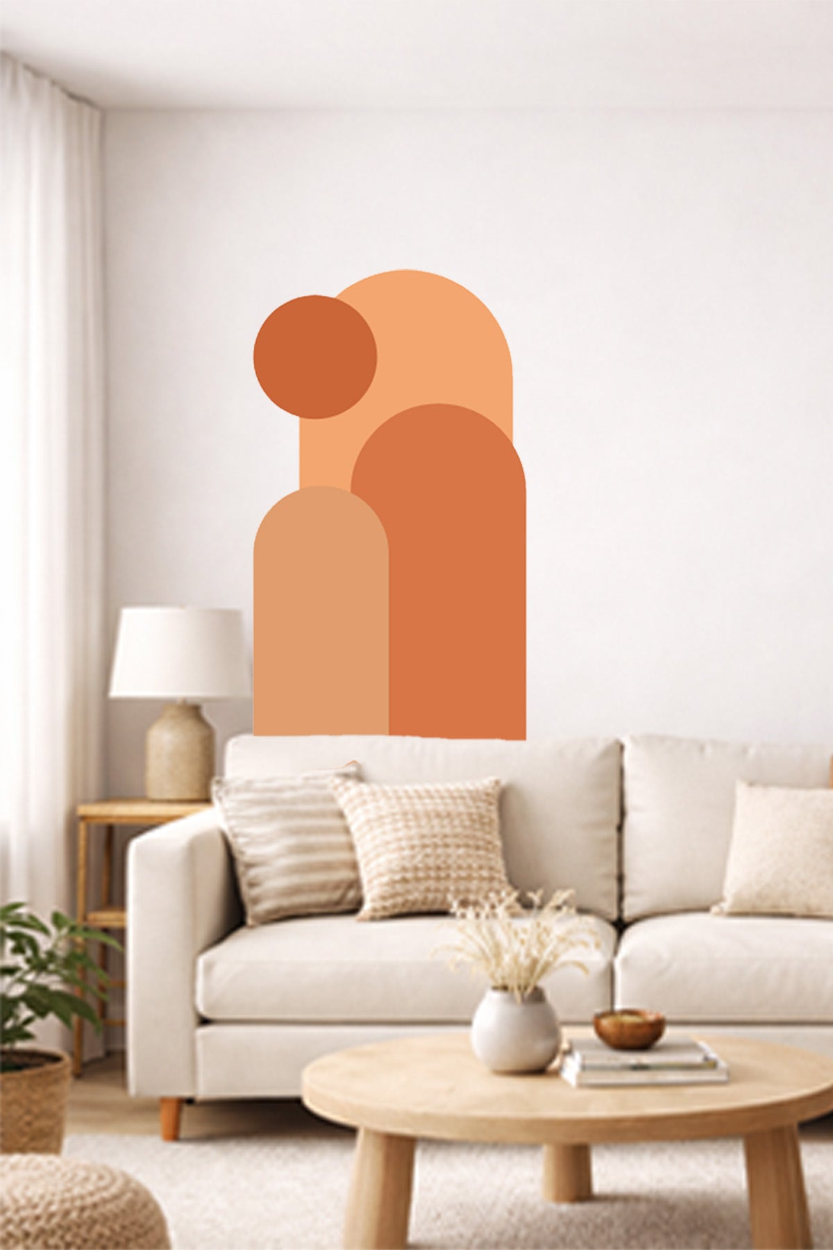 Bohem 3 'lü Oval ve Daire Figürlü Duvar Sticker Seti - Renk-6