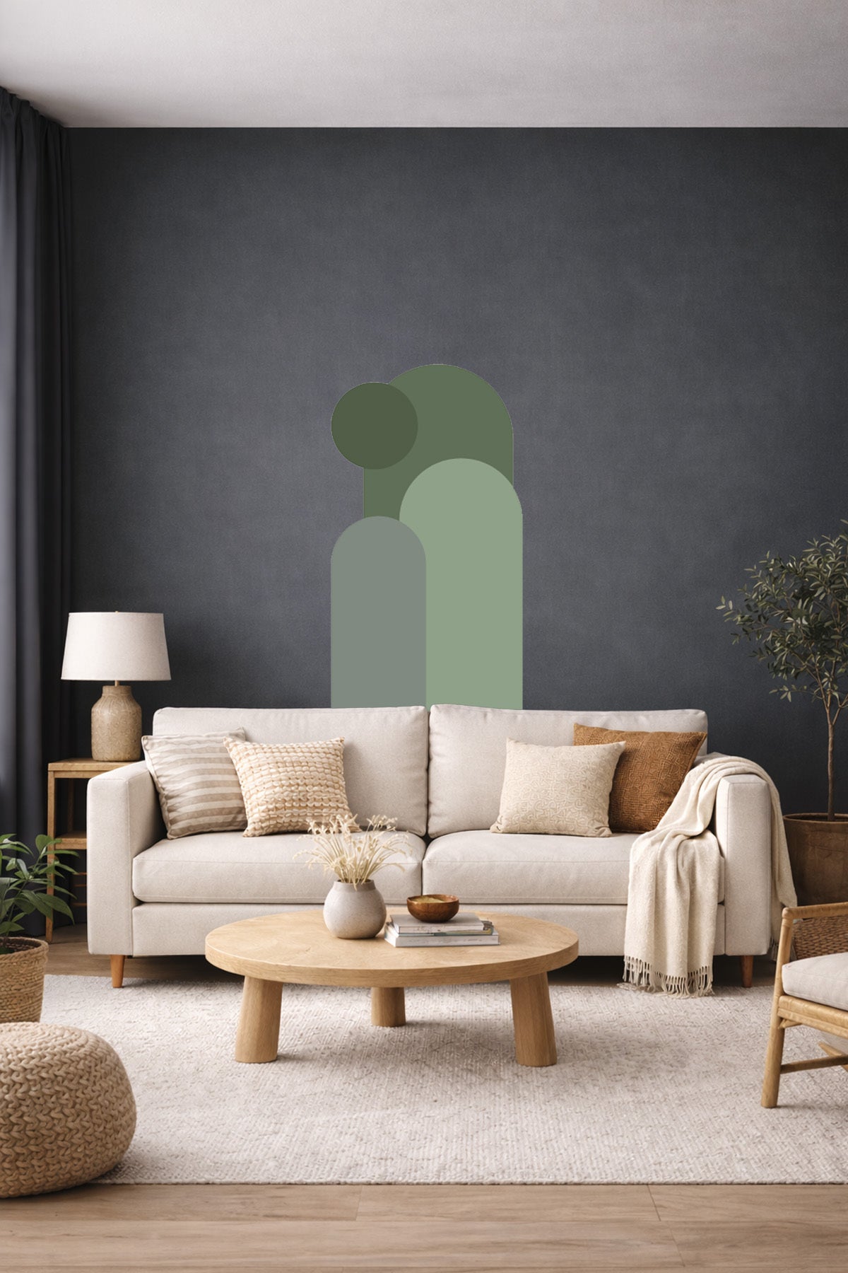 Bohem 3 'lü Oval ve Daire Figürlü Duvar Sticker Seti - Renk-7