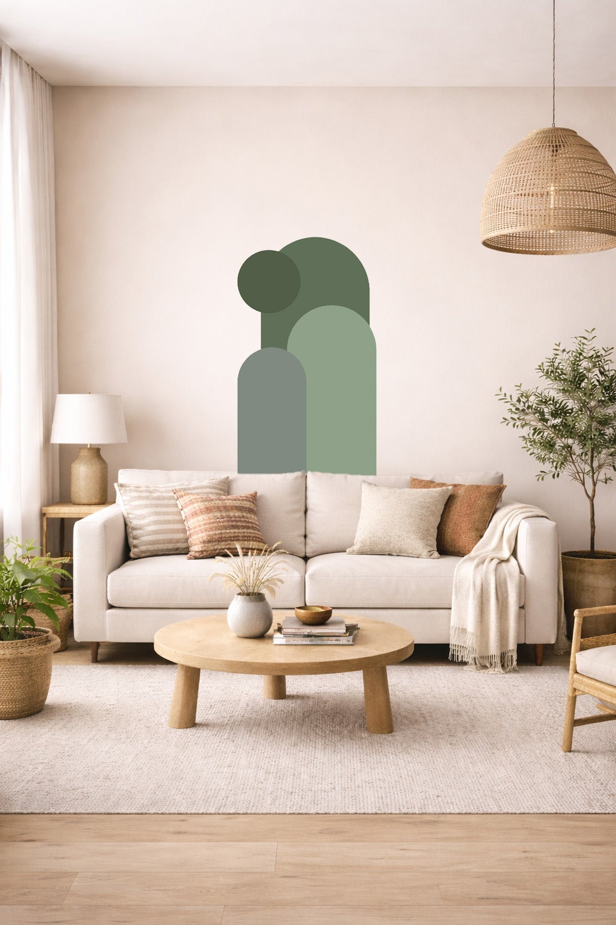 Bohem 3 'lü Oval ve Daire Figürlü Duvar Sticker Seti - Renk-7