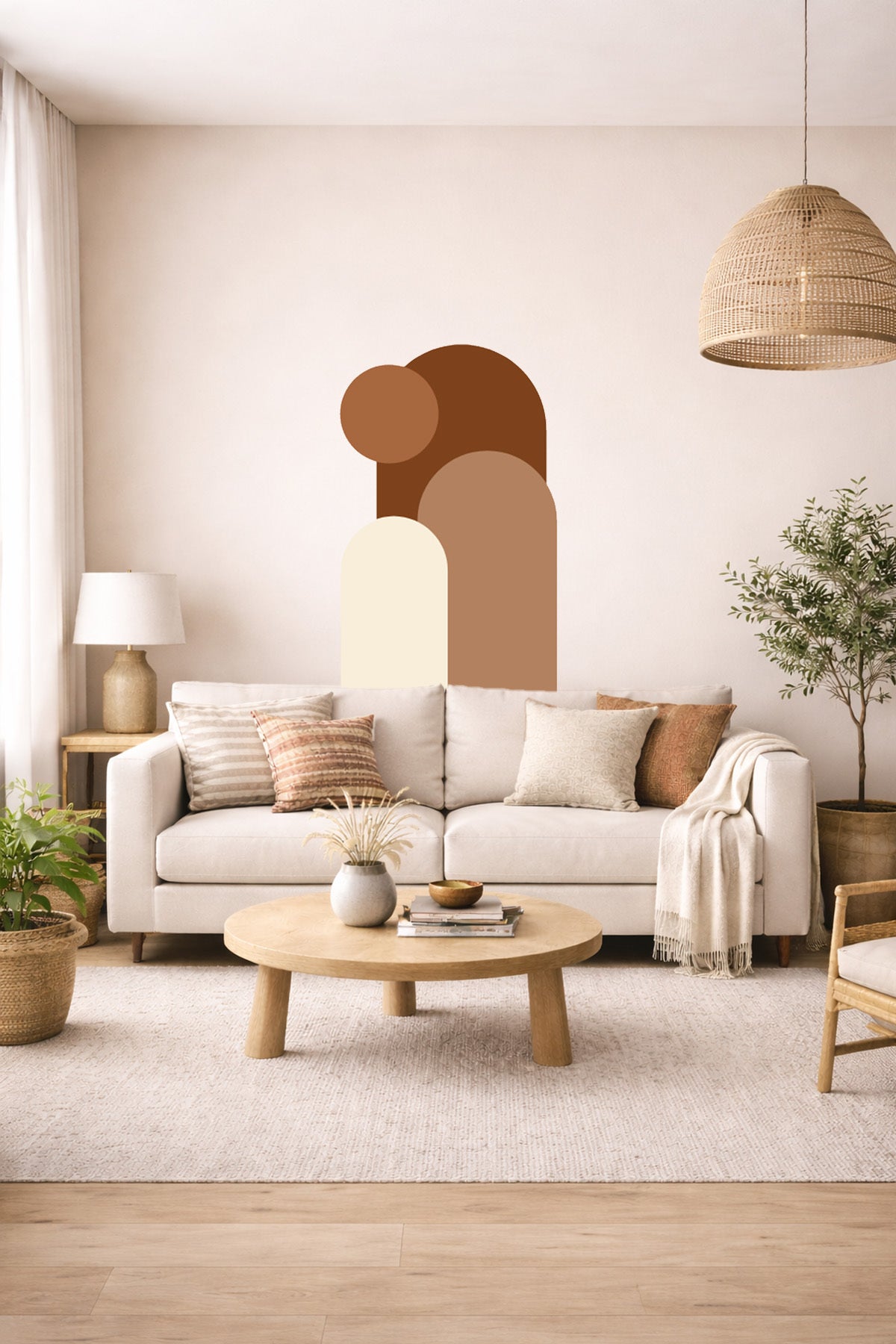 Bohem 3 'lü Oval ve Daire Figürlü Duvar Sticker Seti - Renk-8