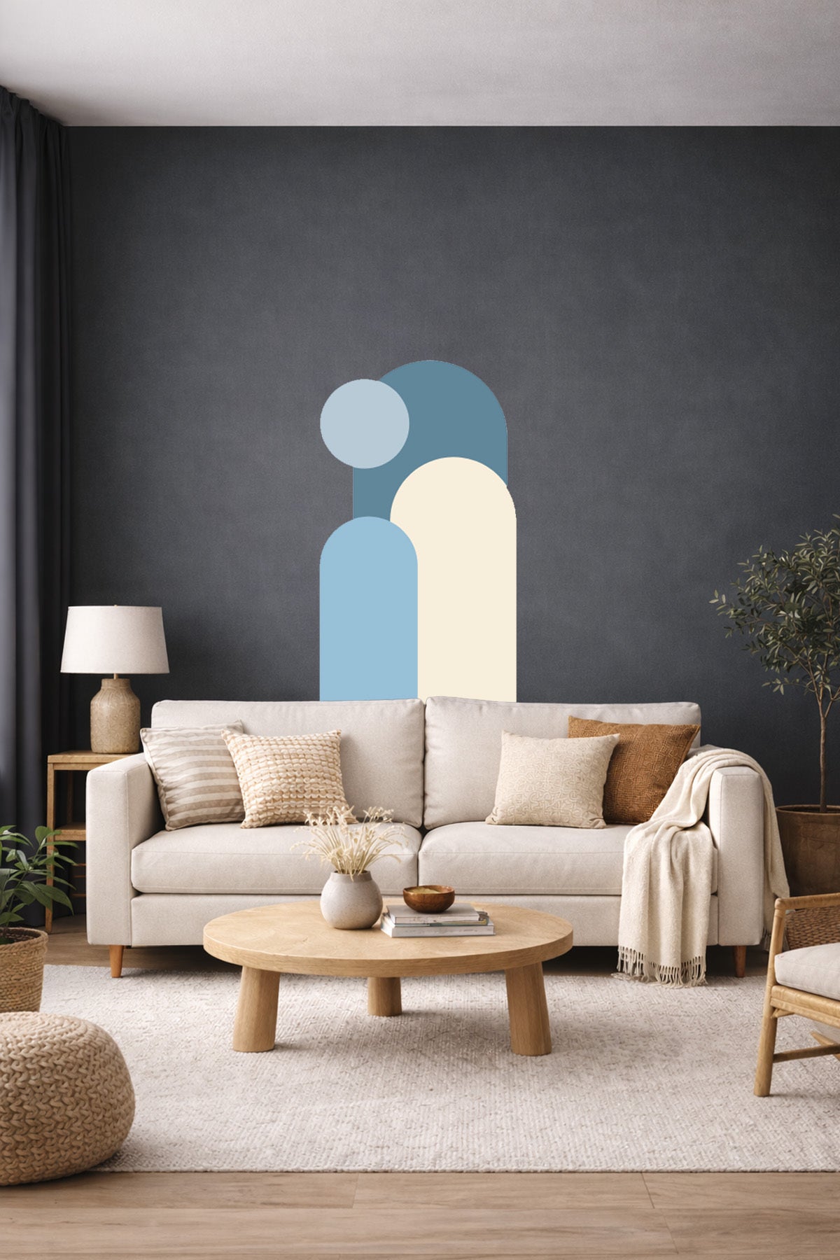 Bohem 3 'lü Oval ve Daire Figürlü Duvar Sticker Seti - Renk-9
