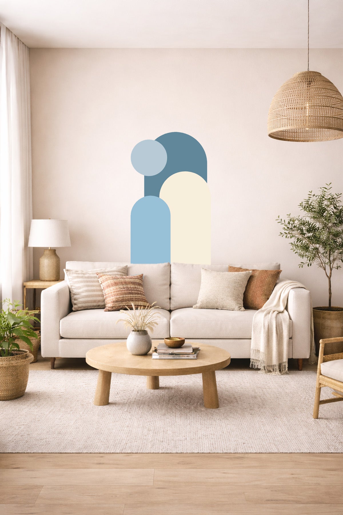 Bohem 3 'lü Oval ve Daire Figürlü Duvar Sticker Seti - Renk-9