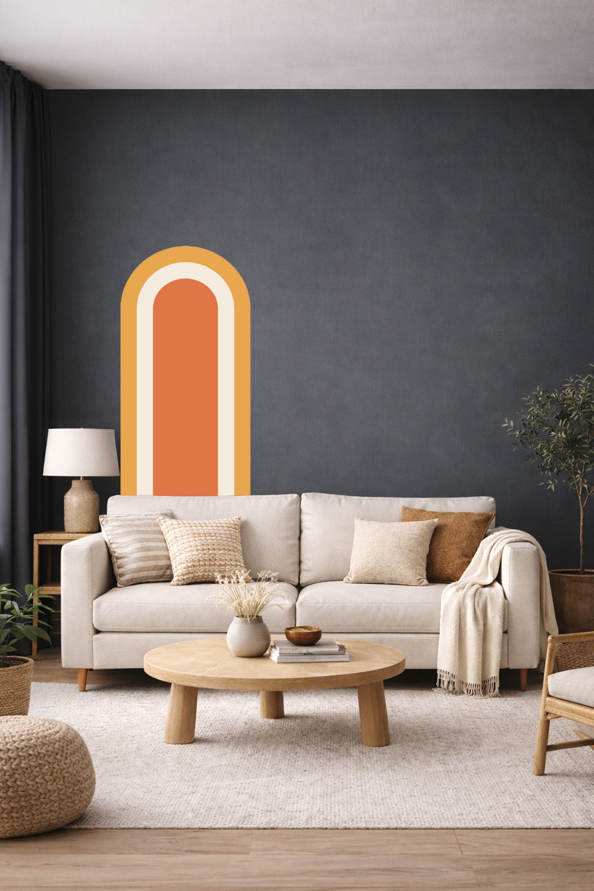 Bohem İç İçe Renkler Tarz Oval Duvar Sticker Seti - Renk-1