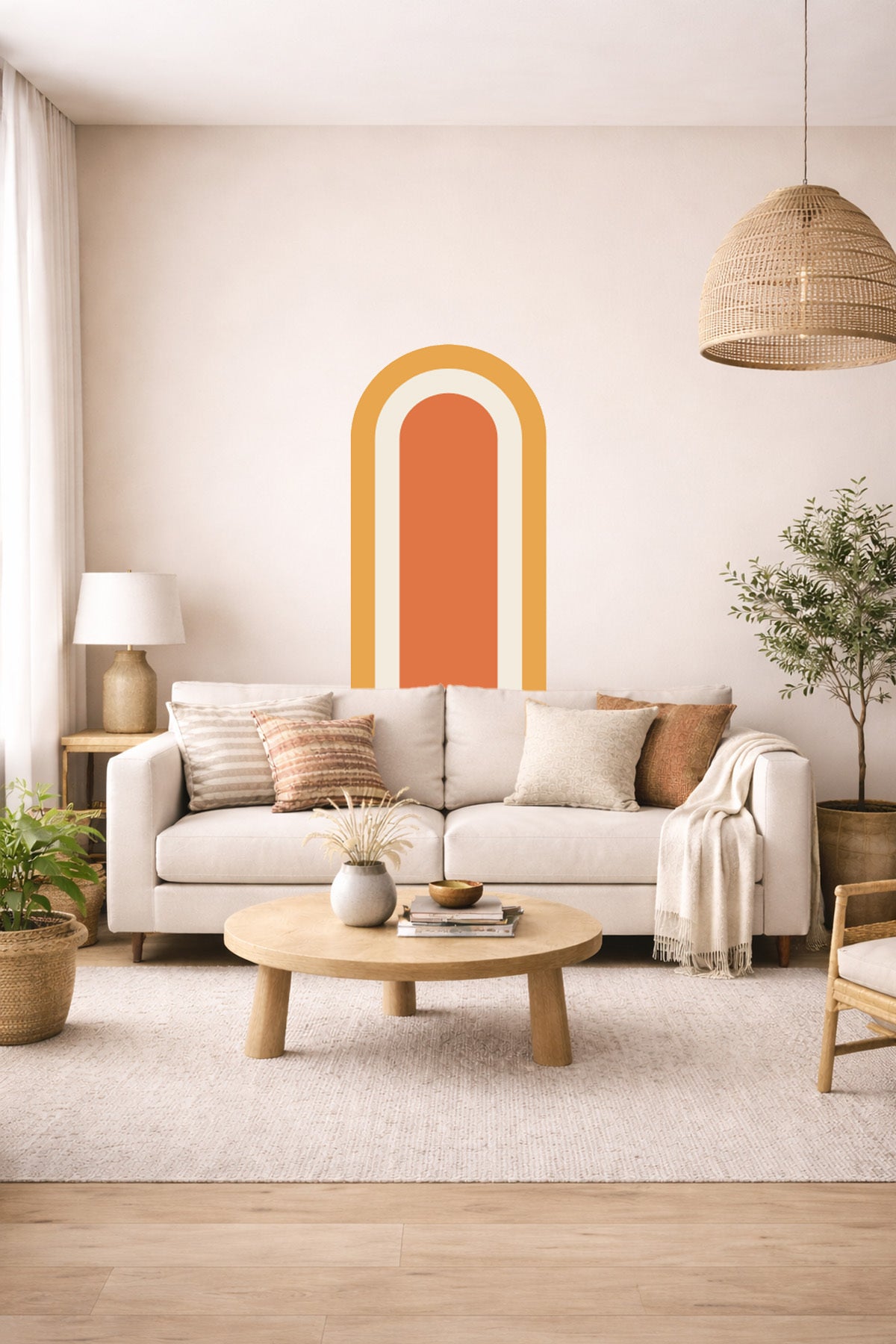 Bohem İç İçe Renkler Tarz Oval Duvar Sticker Seti - Renk-1