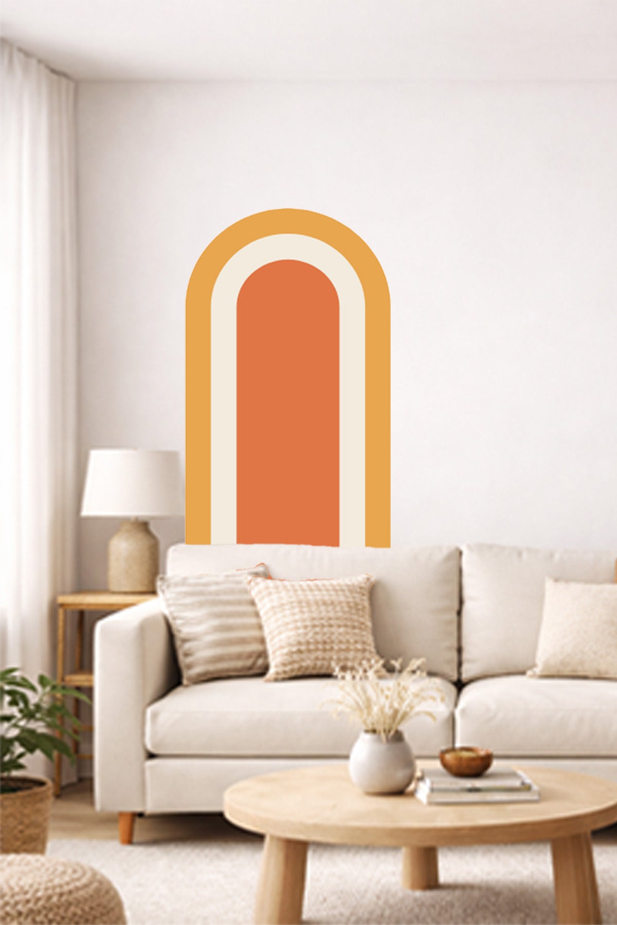 Bohem İç İçe Renkler Tarz Oval Duvar Sticker Seti - Renk-1