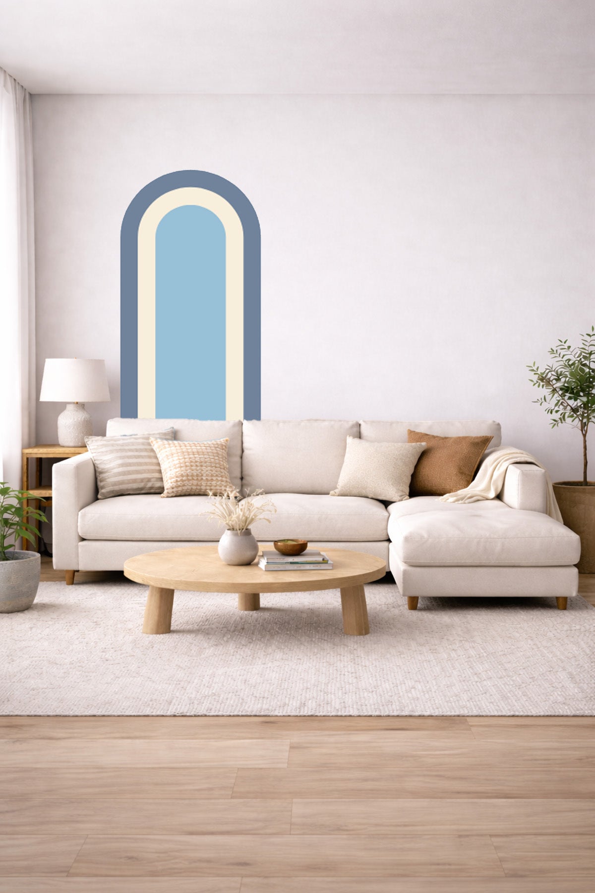 Bohem İç İçe Renkler Tarz Oval Duvar Sticker Seti - Renk-10