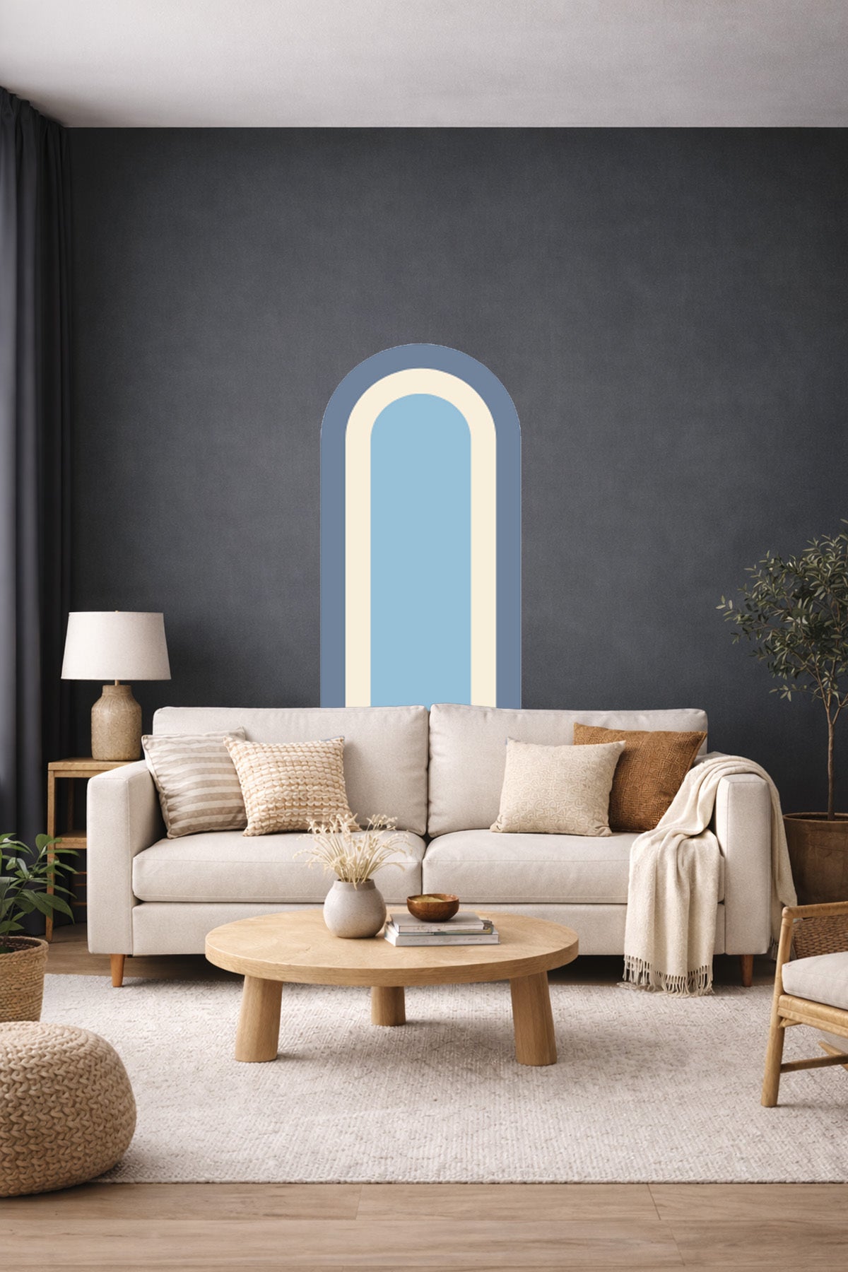 Bohem İç İçe Renkler Tarz Oval Duvar Sticker Seti - Renk-10