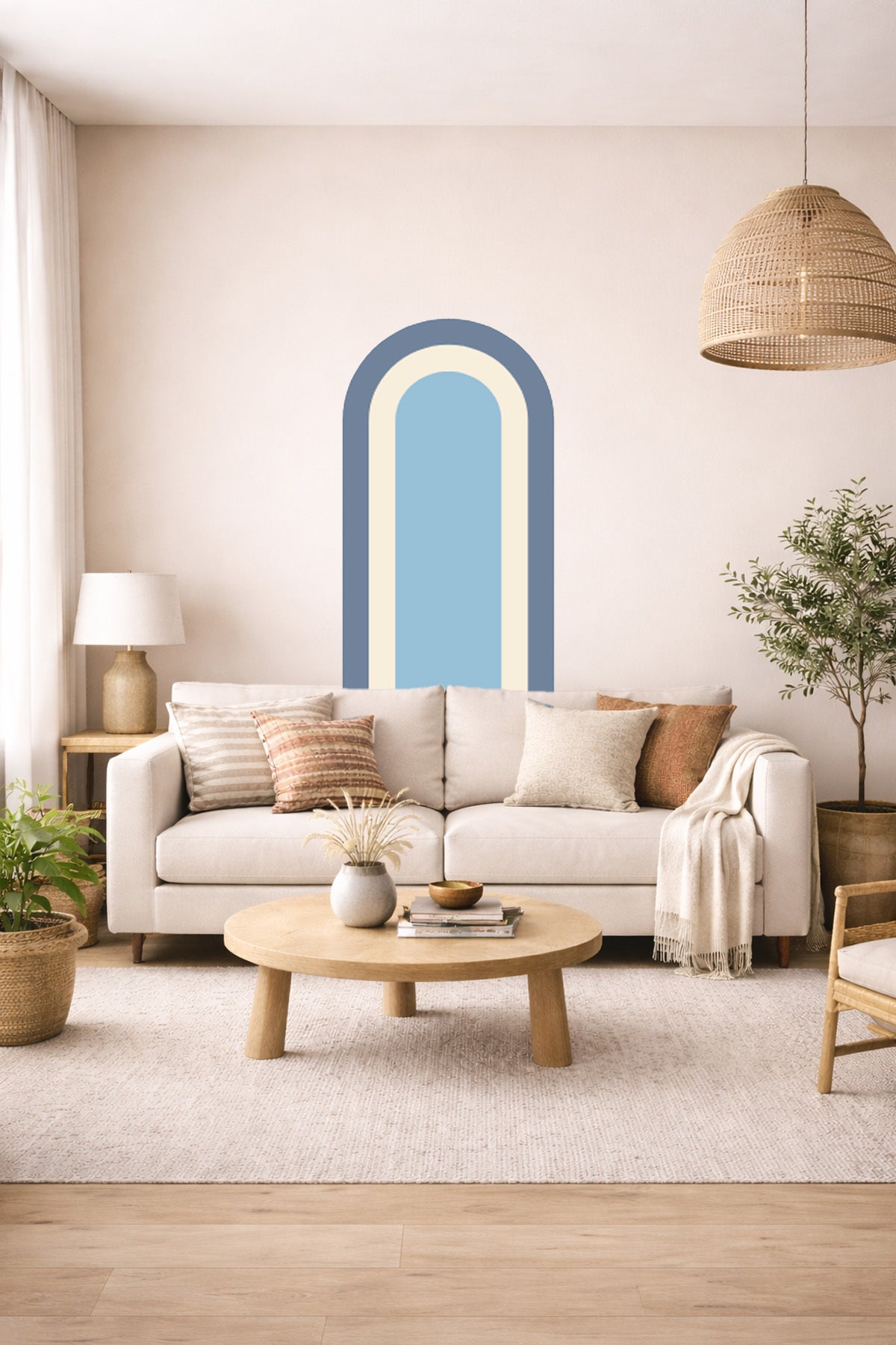 Bohem İç İçe Renkler Tarz Oval Duvar Sticker Seti - Renk-10
