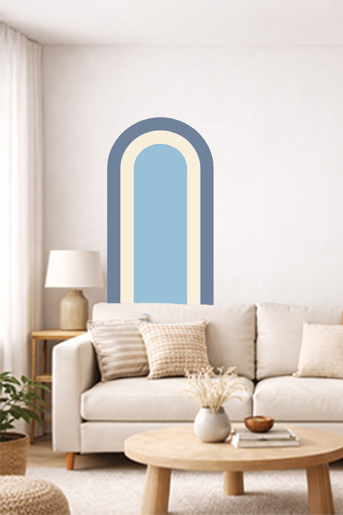 Bohem İç İçe Renkler Tarz Oval Duvar Sticker Seti - Renk-10