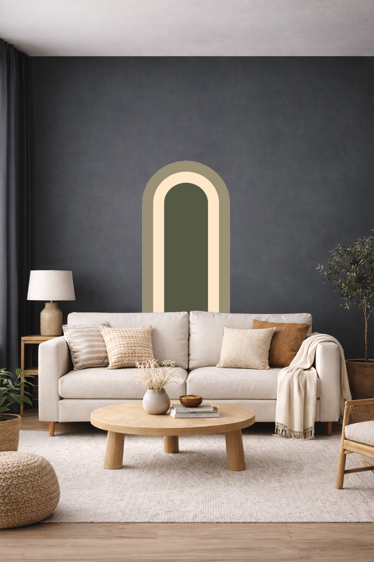 Bohem İç İçe Renkler Tarz Oval Duvar Sticker Seti - Renk-2