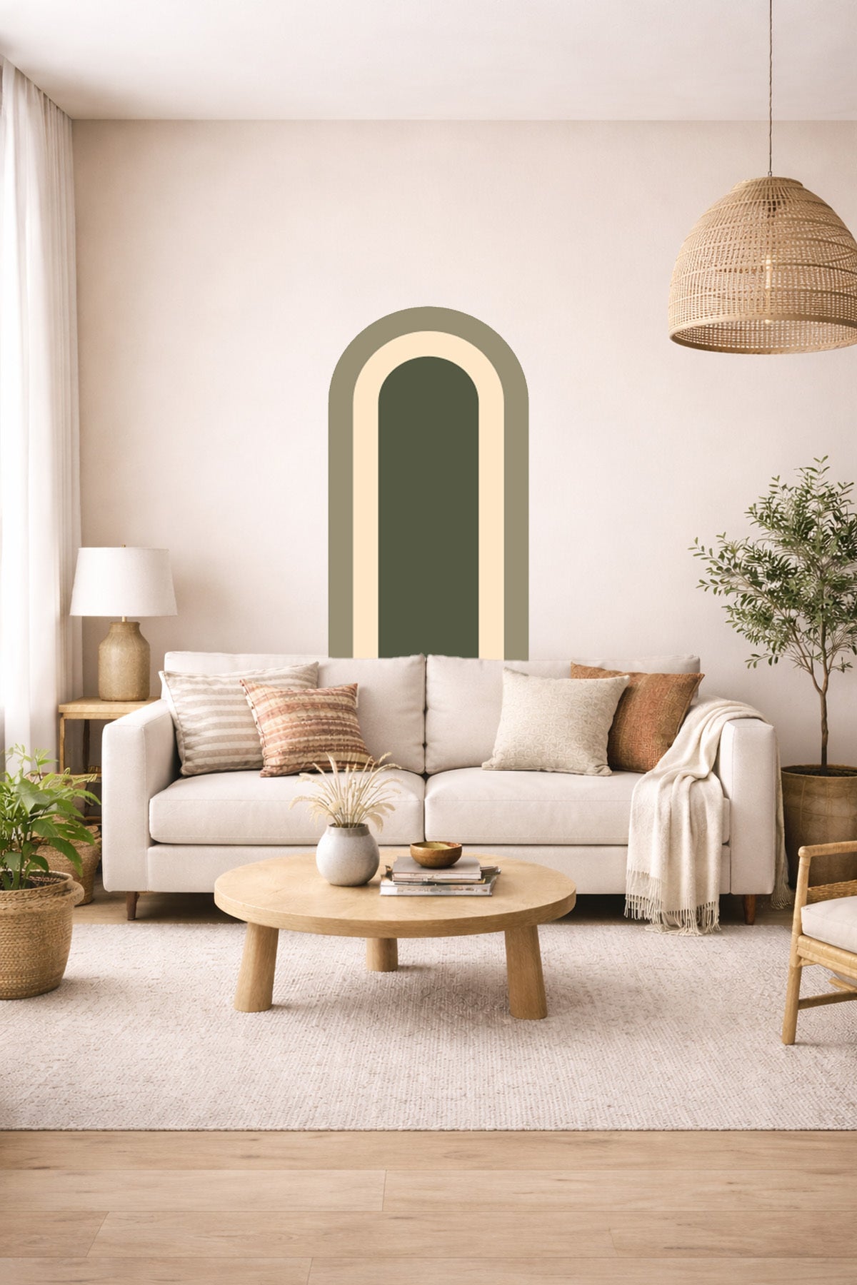 Bohem İç İçe Renkler Tarz Oval Duvar Sticker Seti - Renk-2