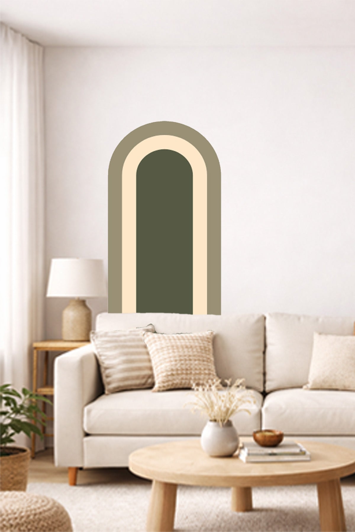 Bohem İç İçe Renkler Tarz Oval Duvar Sticker Seti - Renk-2