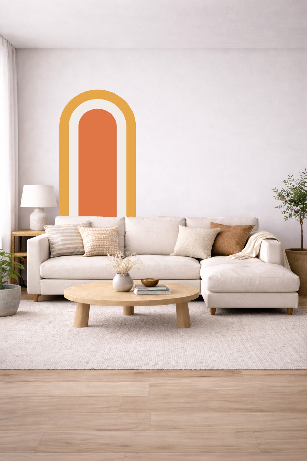 Bohem İç İçe Renkler Tarz Oval Duvar Sticker Seti - Renk-4