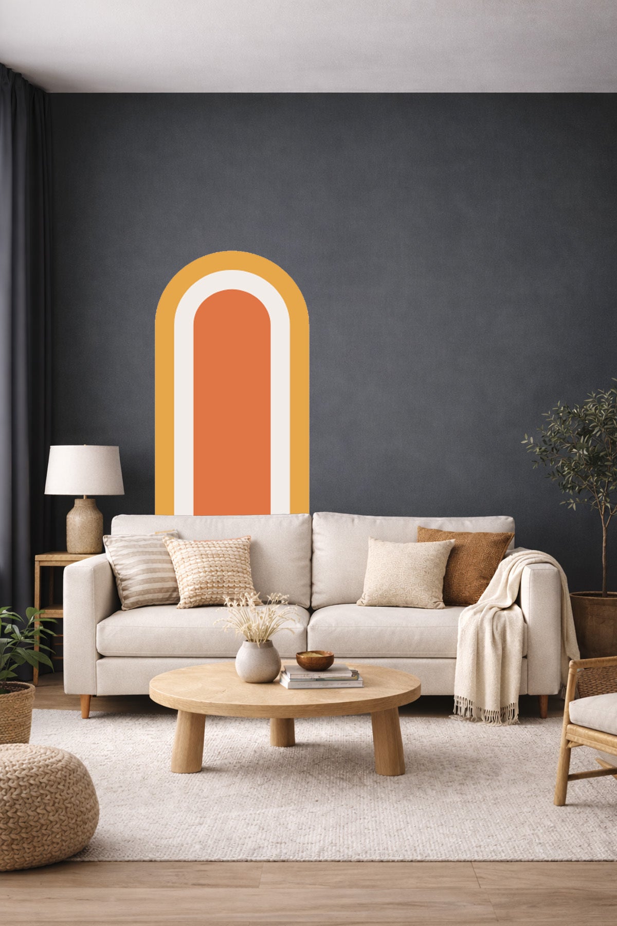Bohem İç İçe Renkler Tarz Oval Duvar Sticker Seti - Renk-4