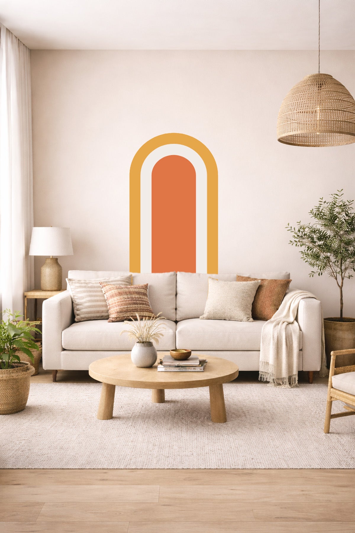 Bohem İç İçe Renkler Tarz Oval Duvar Sticker Seti - Renk-4