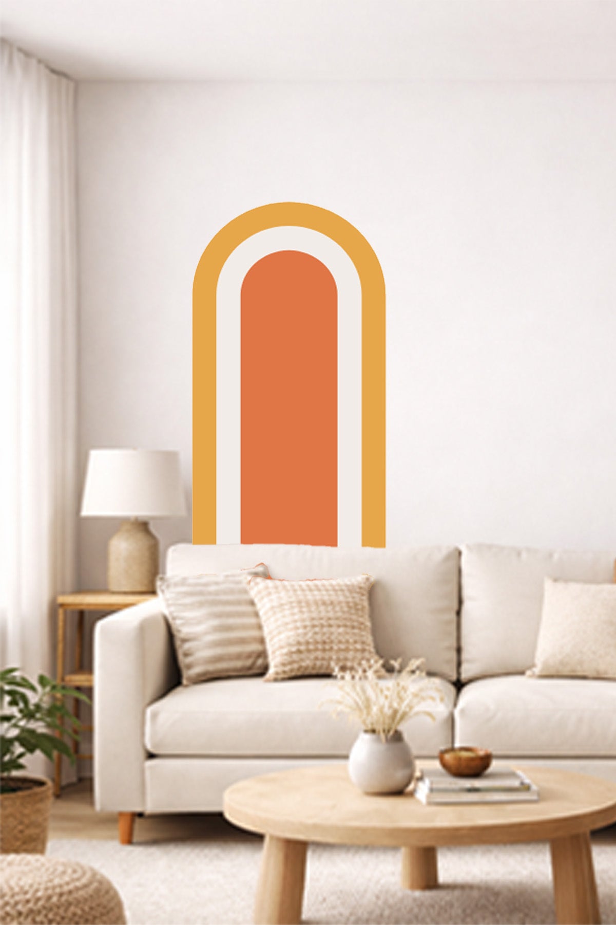 Bohem İç İçe Renkler Tarz Oval Duvar Sticker Seti - Renk-4