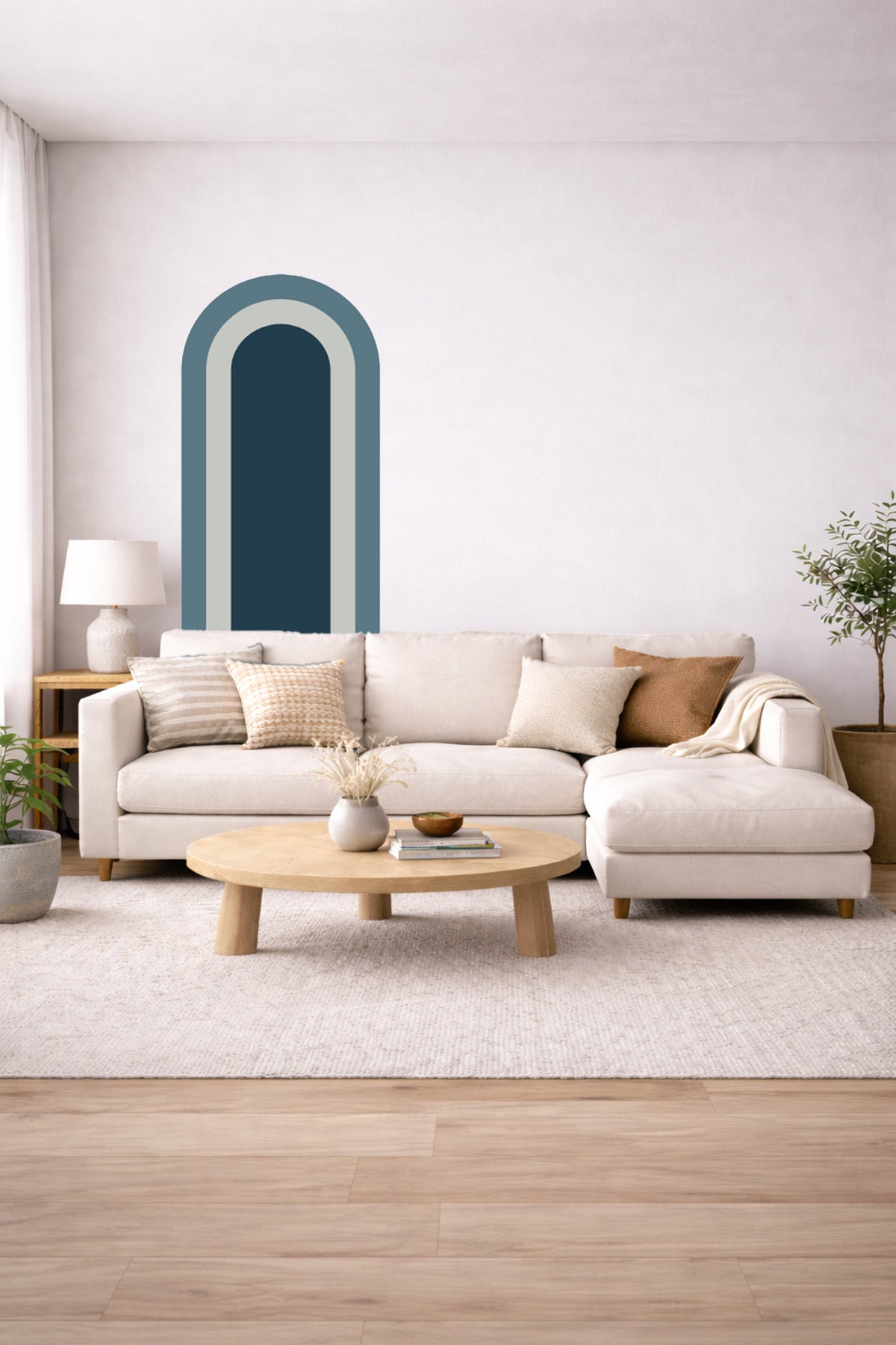 Bohem İç İçe Renkler Tarz Oval Duvar Sticker Seti - Renk-5