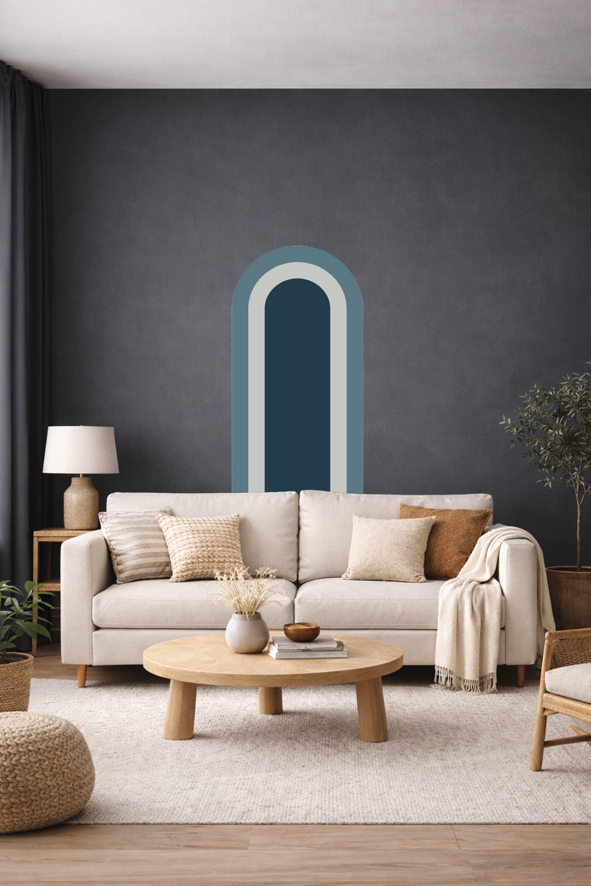 Bohem İç İçe Renkler Tarz Oval Duvar Sticker Seti - Renk-5