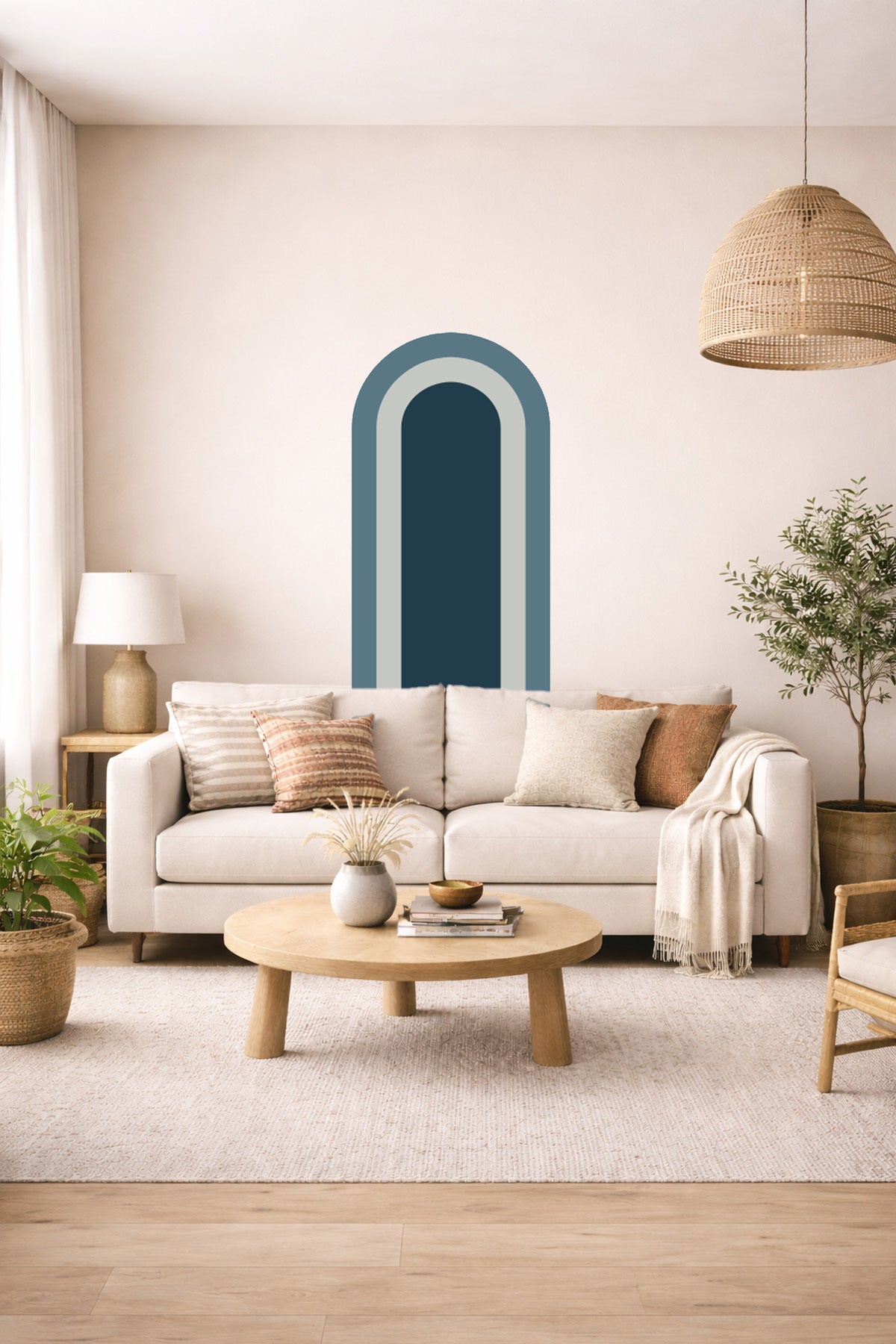 Bohem İç İçe Renkler Tarz Oval Duvar Sticker Seti - Renk-5