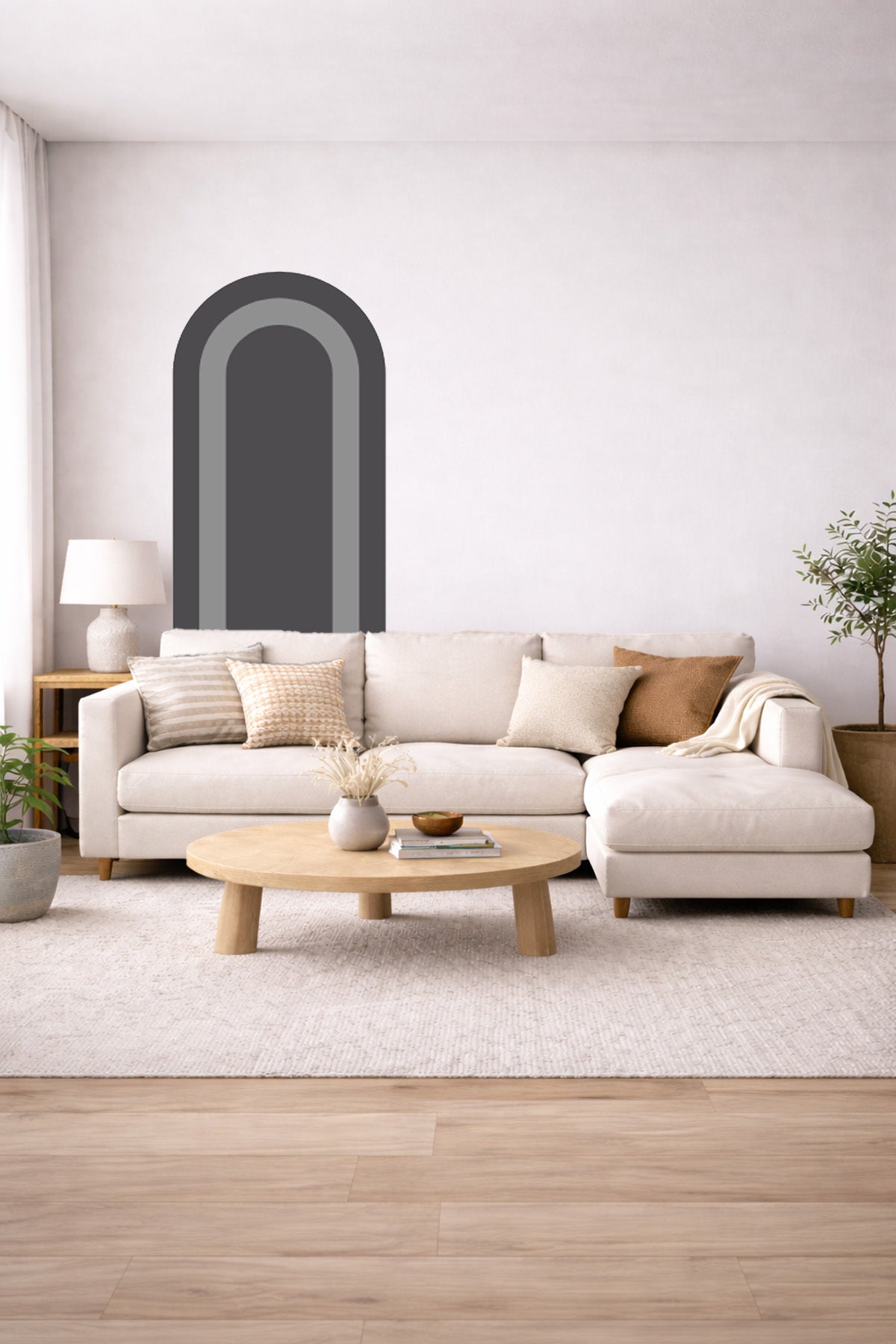 Bohem İç İçe Renkler Tarz Oval Duvar Sticker Seti - Renk-6