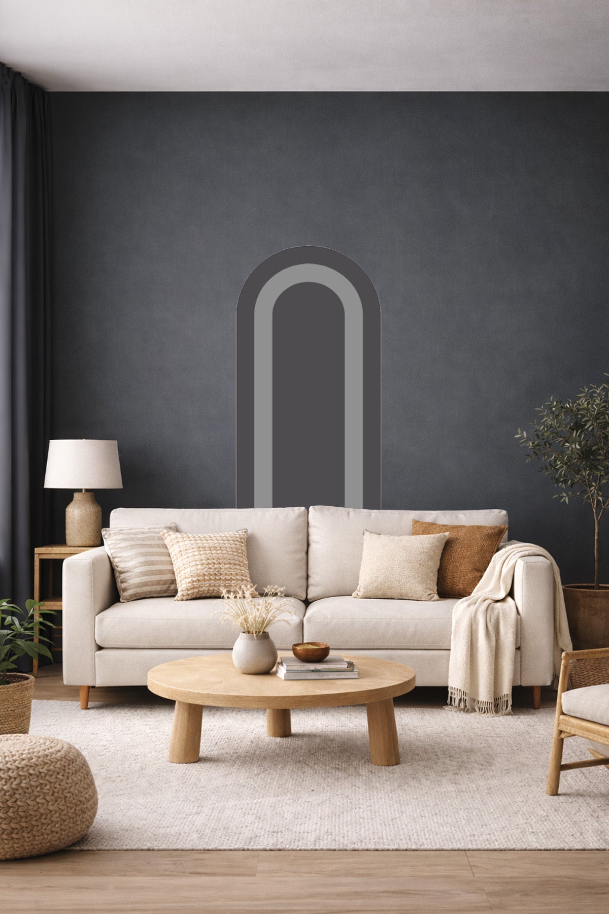 Bohem İç İçe Renkler Tarz Oval Duvar Sticker Seti - Renk-6