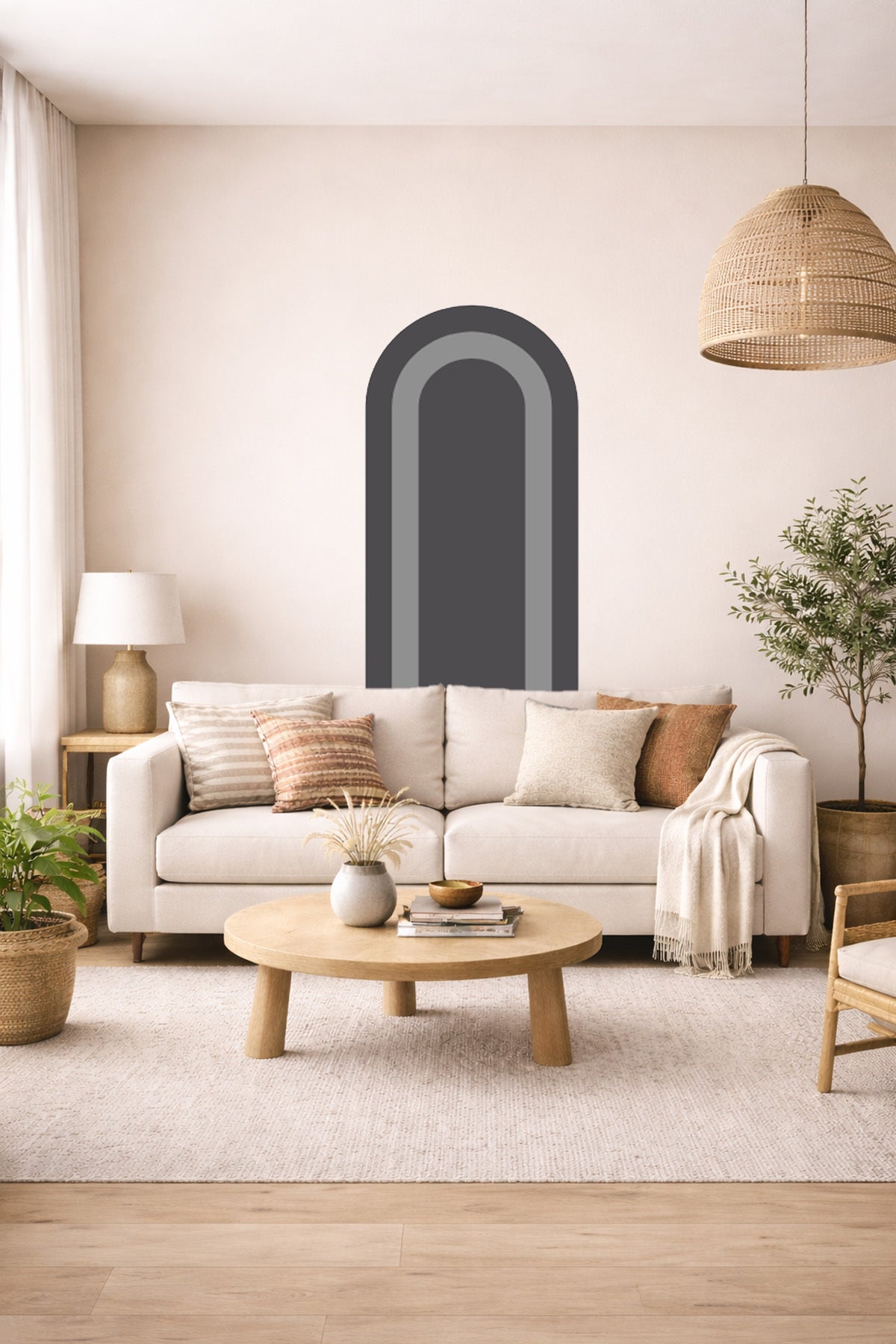 Bohem İç İçe Renkler Tarz Oval Duvar Sticker Seti - Renk-6