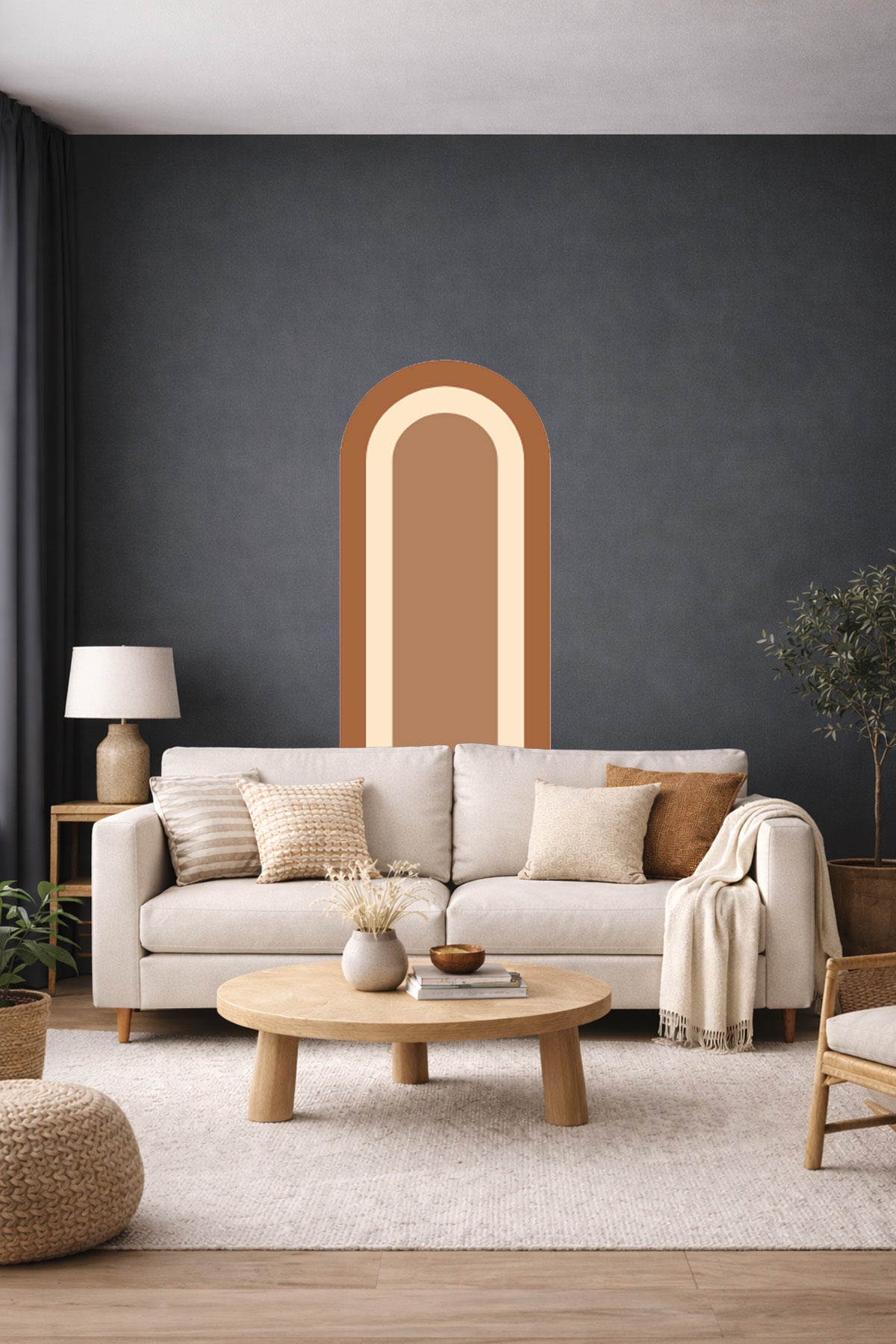 Bohem İç İçe Renkler Tarz Oval Duvar Sticker Seti - Renk-7