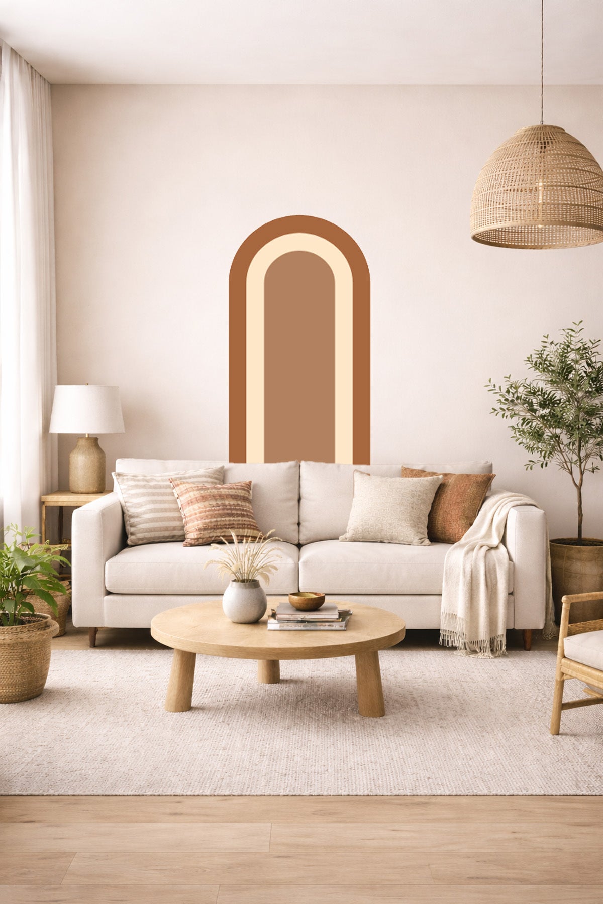 Bohem İç İçe Renkler Tarz Oval Duvar Sticker Seti - Renk-7