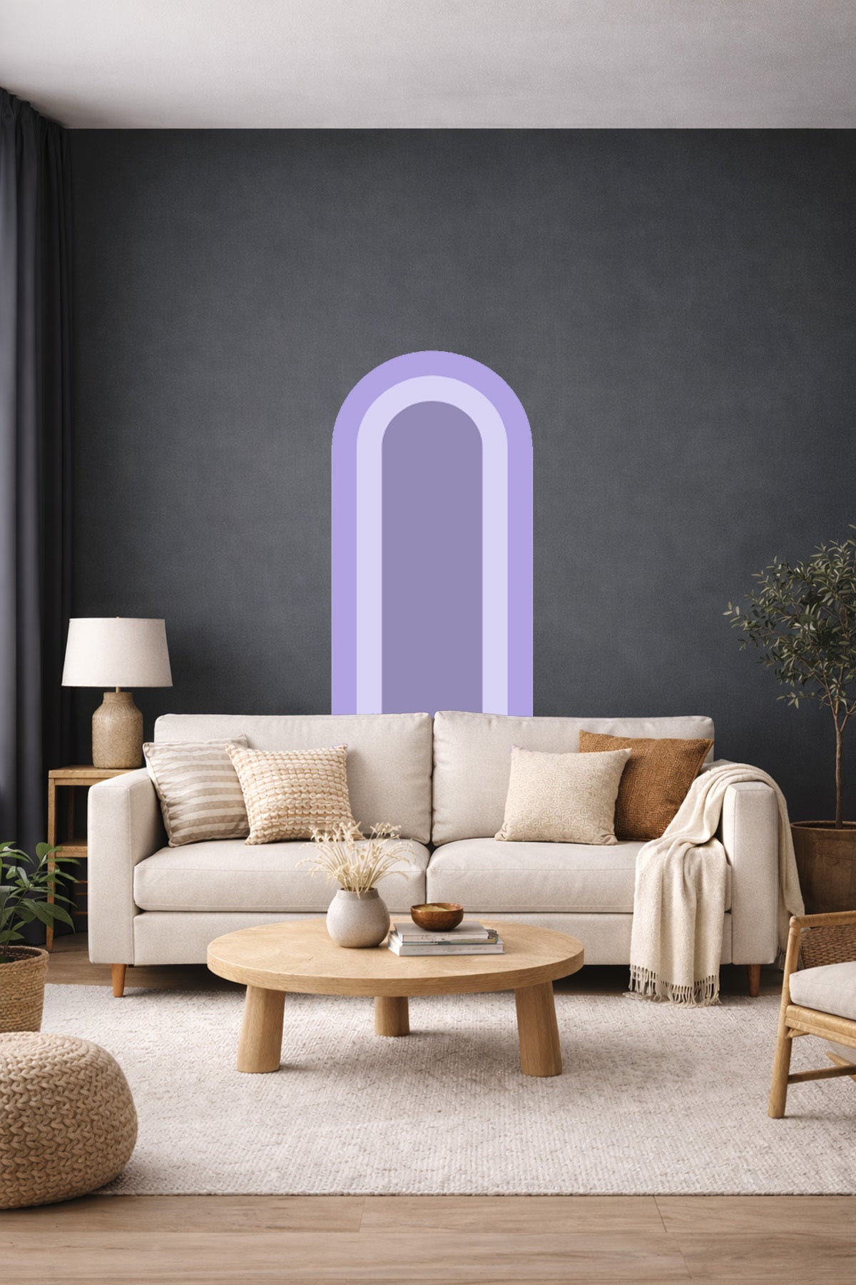 Bohem İç İçe Renkler Tarz Oval Duvar Sticker Seti - Renk-8