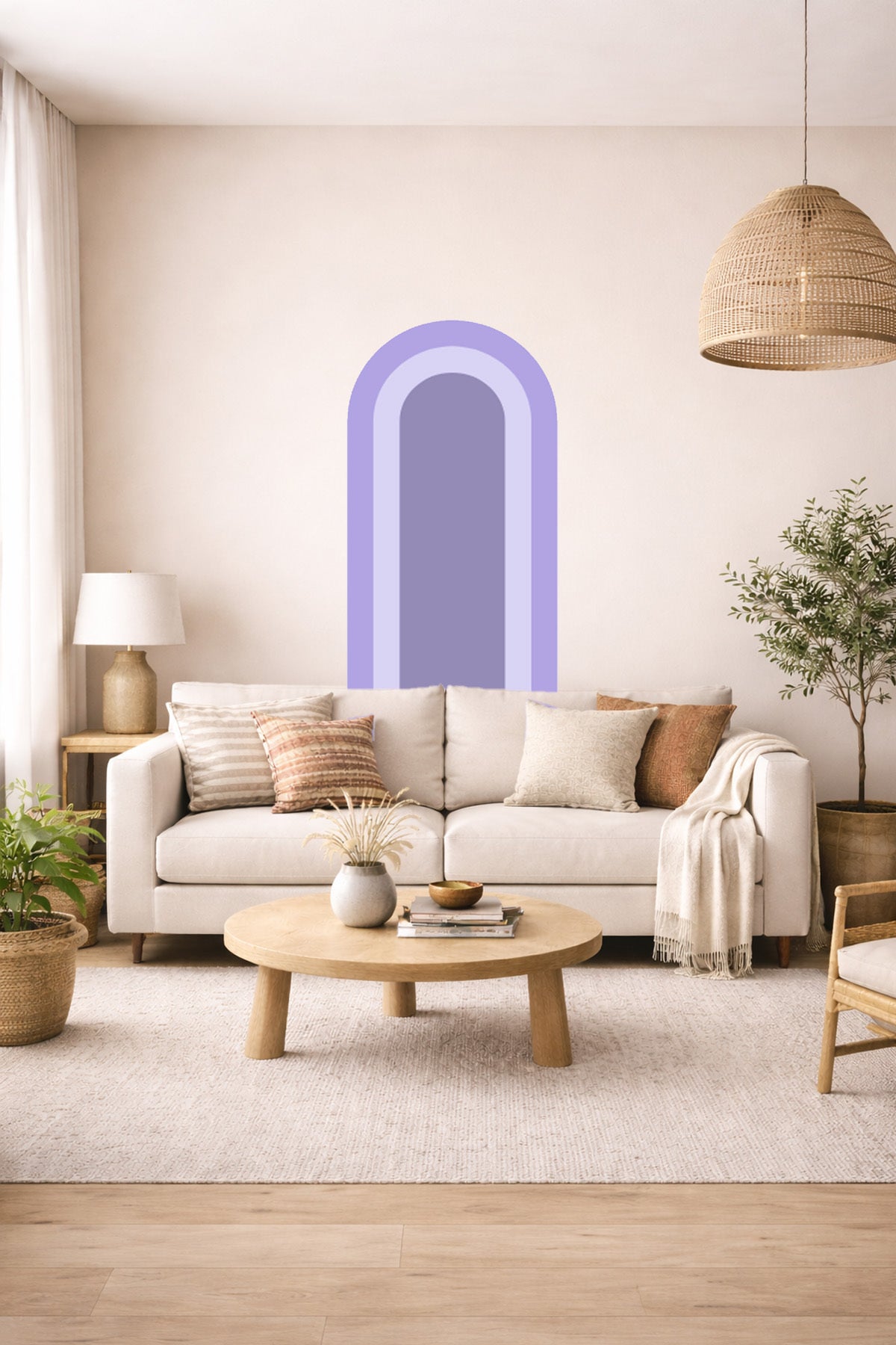 Bohem İç İçe Renkler Tarz Oval Duvar Sticker Seti - Renk-8