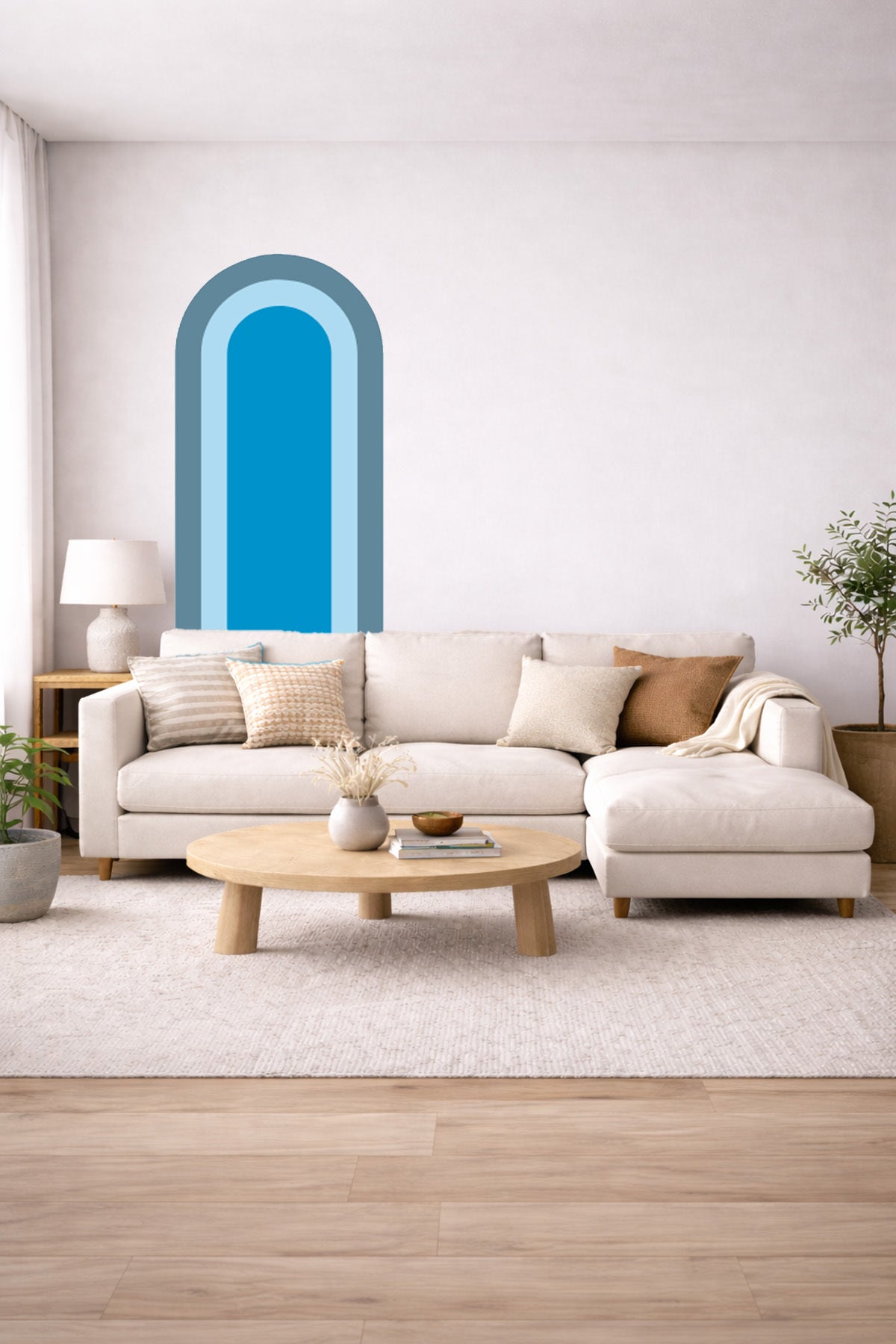 Bohem İç İçe Renkler Tarz Oval Duvar Sticker Seti - Renk-9