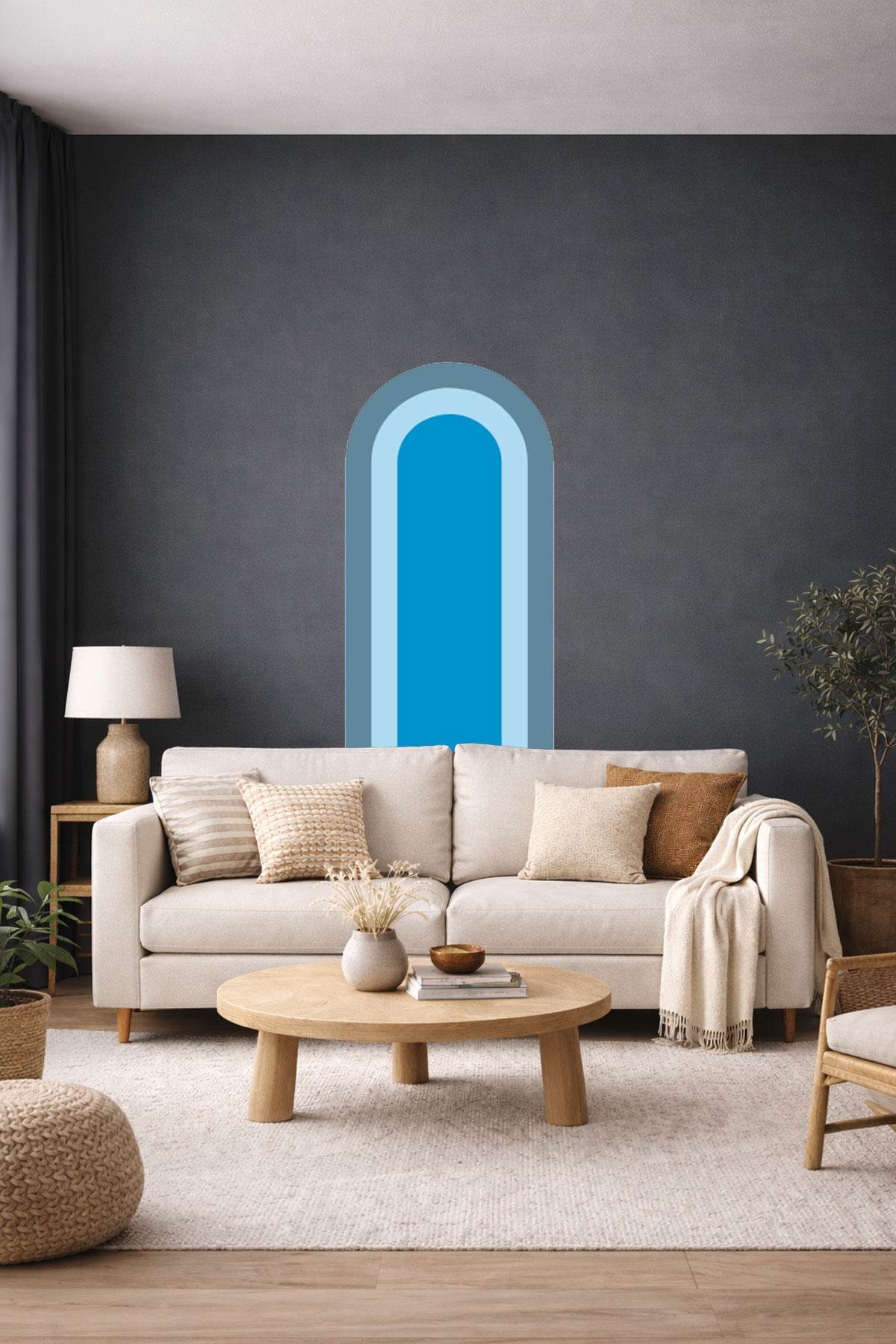 Bohem İç İçe Renkler Tarz Oval Duvar Sticker Seti - Renk-9