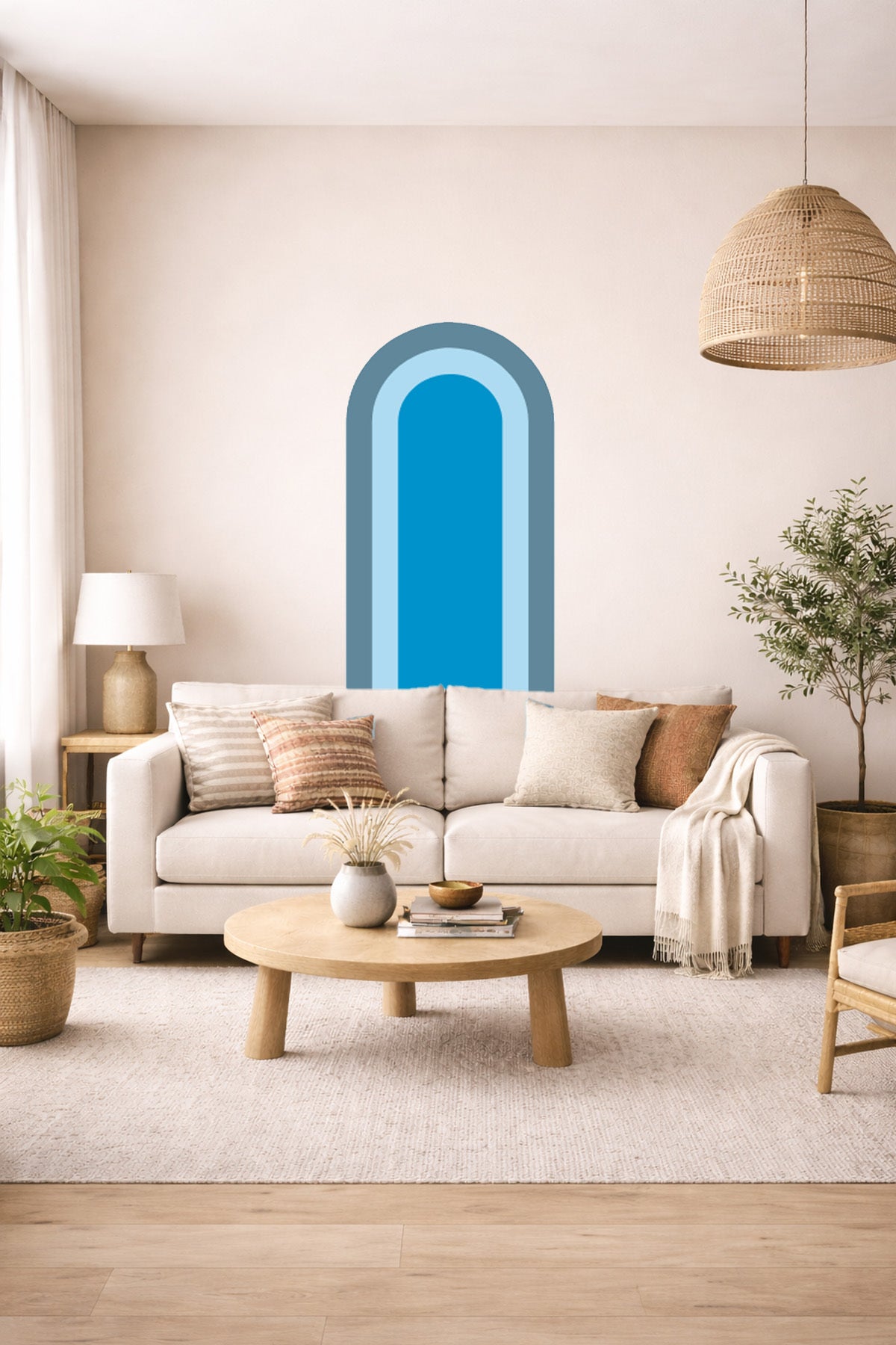 Bohem İç İçe Renkler Tarz Oval Duvar Sticker Seti - Renk-9