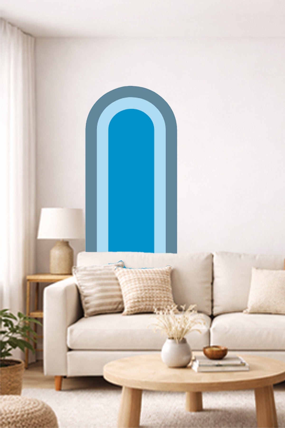 Bohem İç İçe Renkler Tarz Oval Duvar Sticker Seti - Renk-9