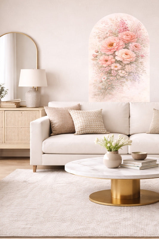 Boho Oval Çiçekli & Çiçek , Manzara Desenli Dekoratif Duvar Sticker Seti - Model-7