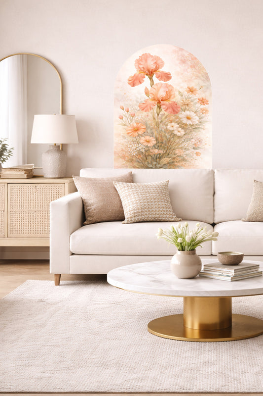 Boho Oval Çiçekli & Çiçek , Manzara Desenli Dekoratif Duvar Sticker Seti - Model-8