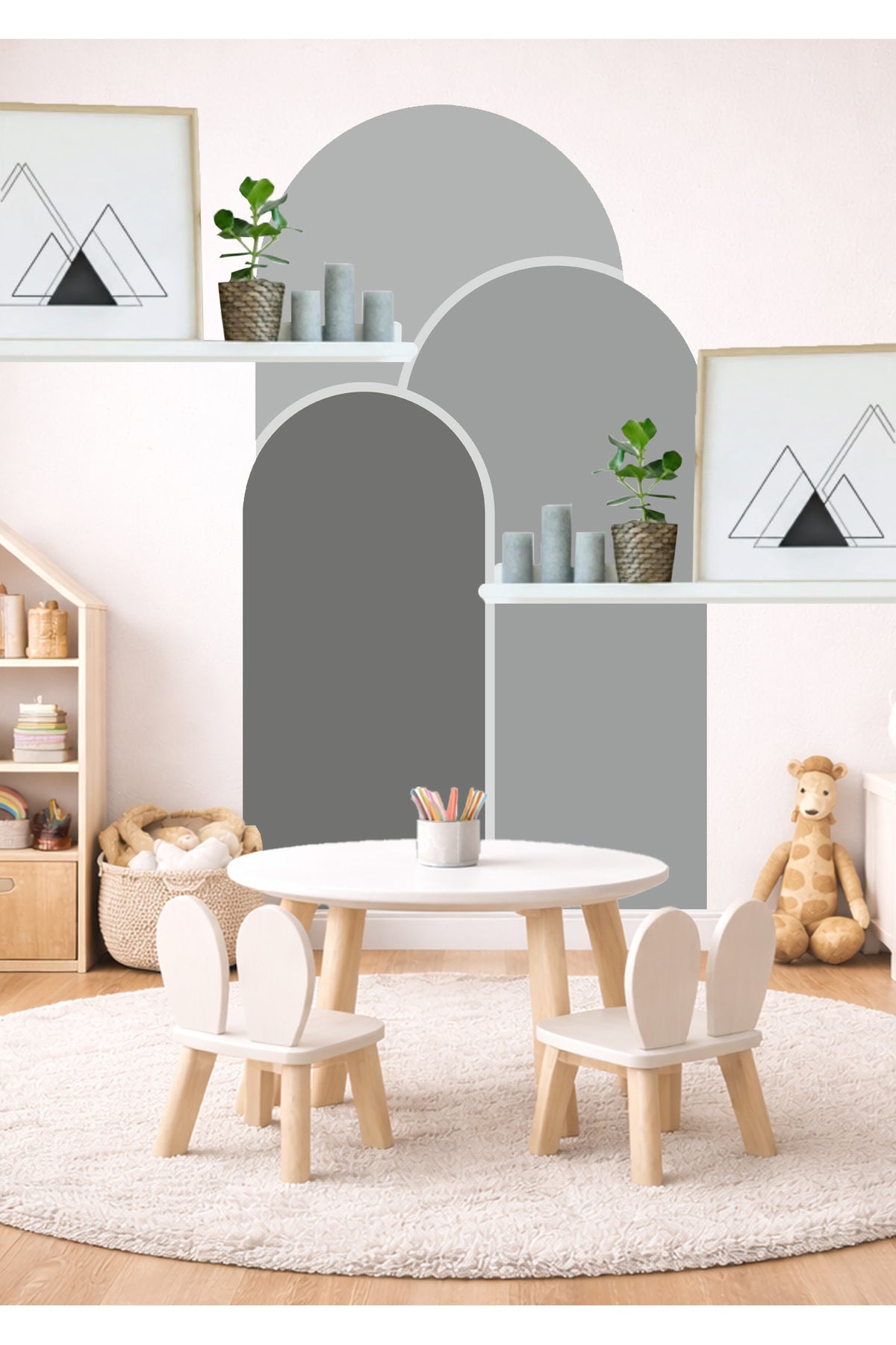Boho Oval Kemer Çizgili 3’lü Duvar Sticker Seti - Renk-1