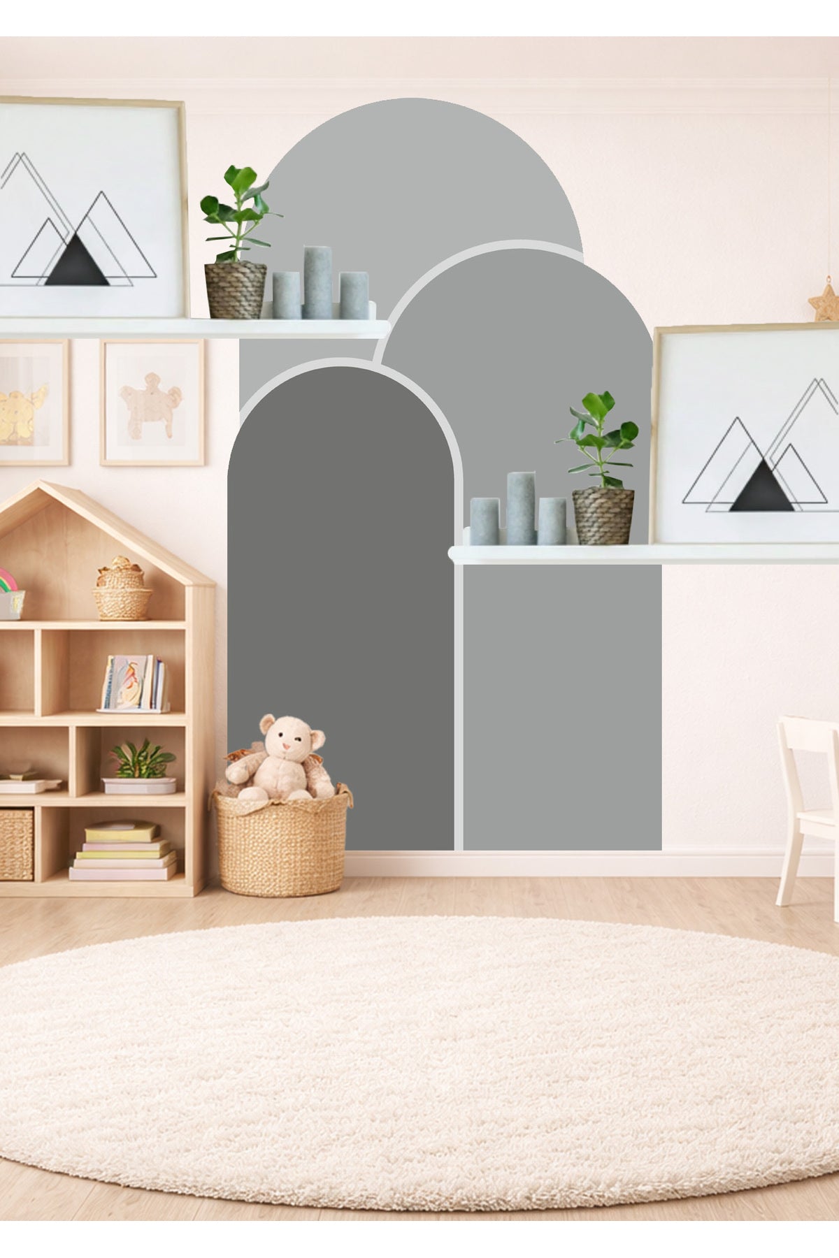 Boho Oval Kemer Çizgili 3’lü Duvar Sticker Seti - Renk-1
