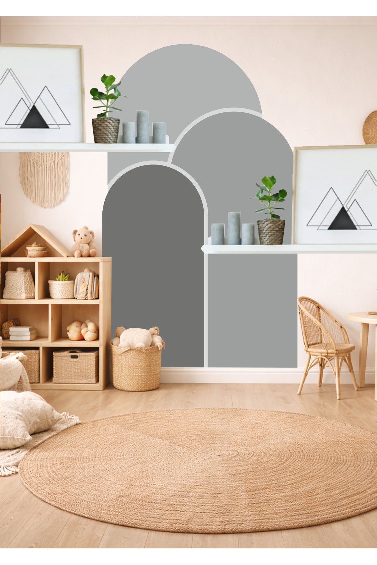 Boho Oval Kemer Çizgili 3’lü Duvar Sticker Seti - Renk-1