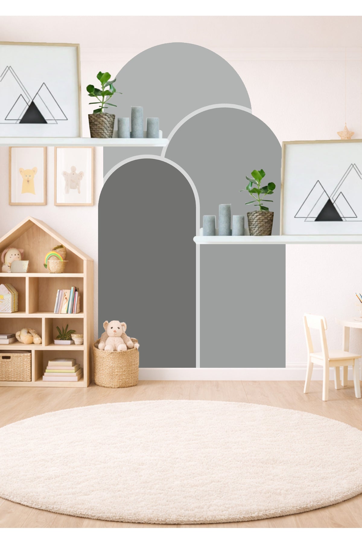 Boho Oval Kemer Çizgili 3’lü Duvar Sticker Seti - Renk-1