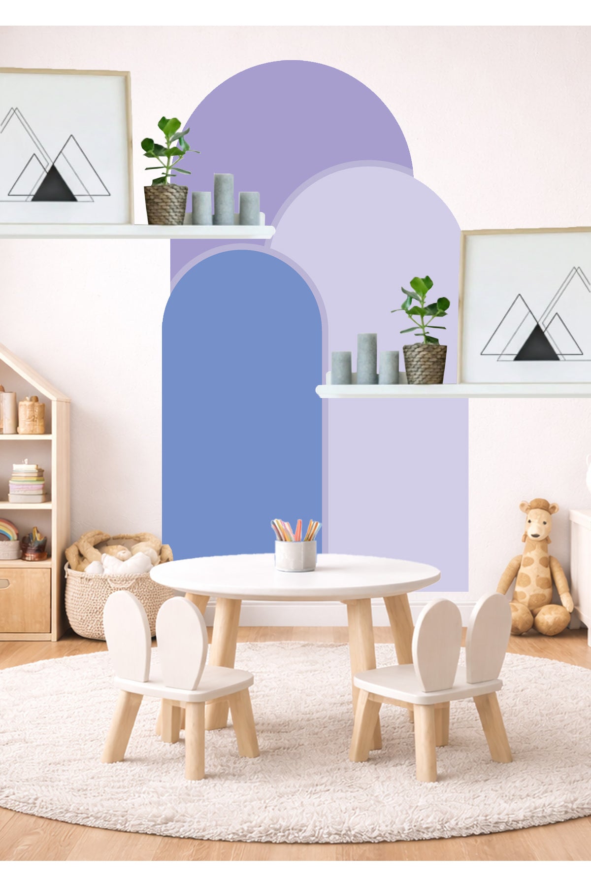 Boho Oval Kemer Çizgili 3’lü Duvar Sticker Seti - Renk-10