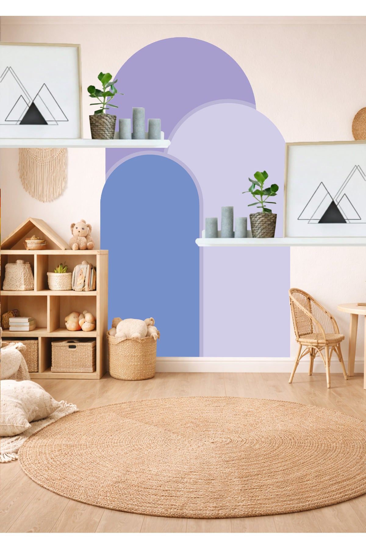 Boho Oval Kemer Çizgili 3’lü Duvar Sticker Seti - Renk-10