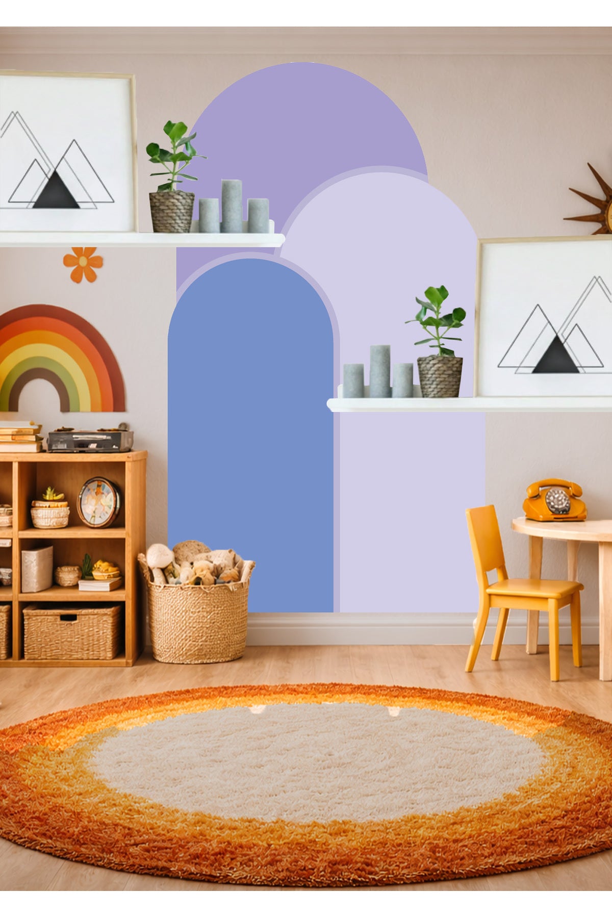 Boho Oval Kemer Çizgili 3’lü Duvar Sticker Seti - Renk-10