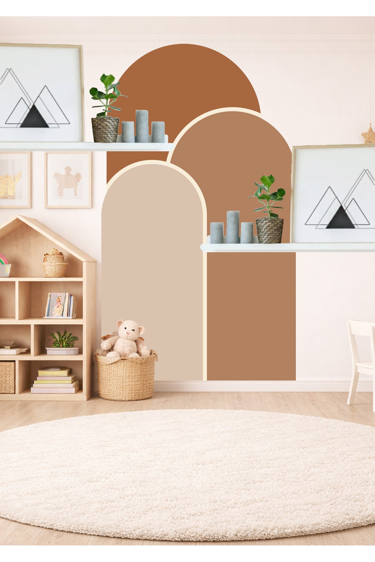 Boho Oval Kemer Çizgili 3’lü Duvar Sticker Seti - Renk-2