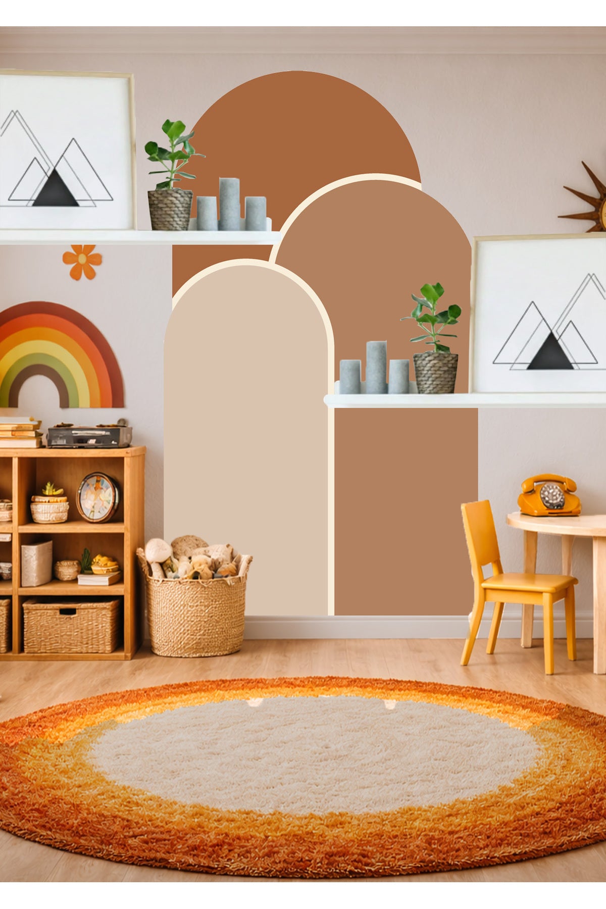 Boho Oval Kemer Çizgili 3’lü Duvar Sticker Seti - Renk-2